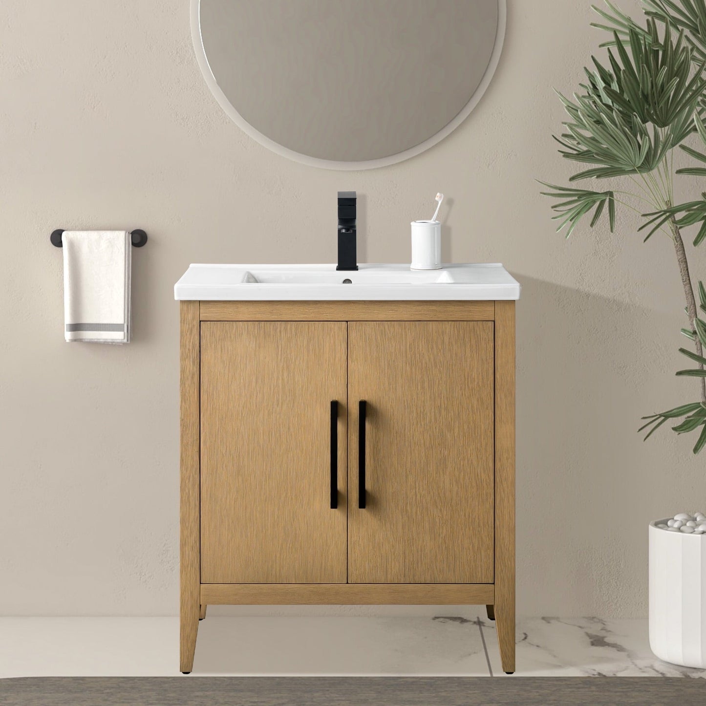 Vanity Art 20 oder 24 oder 30 Badezimmer-Waschtisch mit Einzelwaschbecken und Keramikplatte