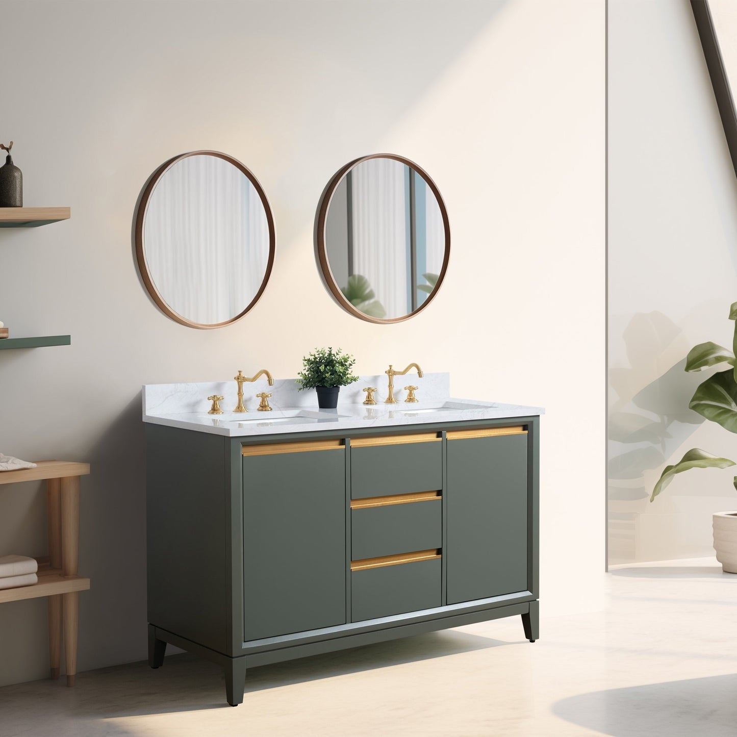 Vanity Art Badezimmerwaschtisch mit Keramikwaschbecken und Marmorplatte