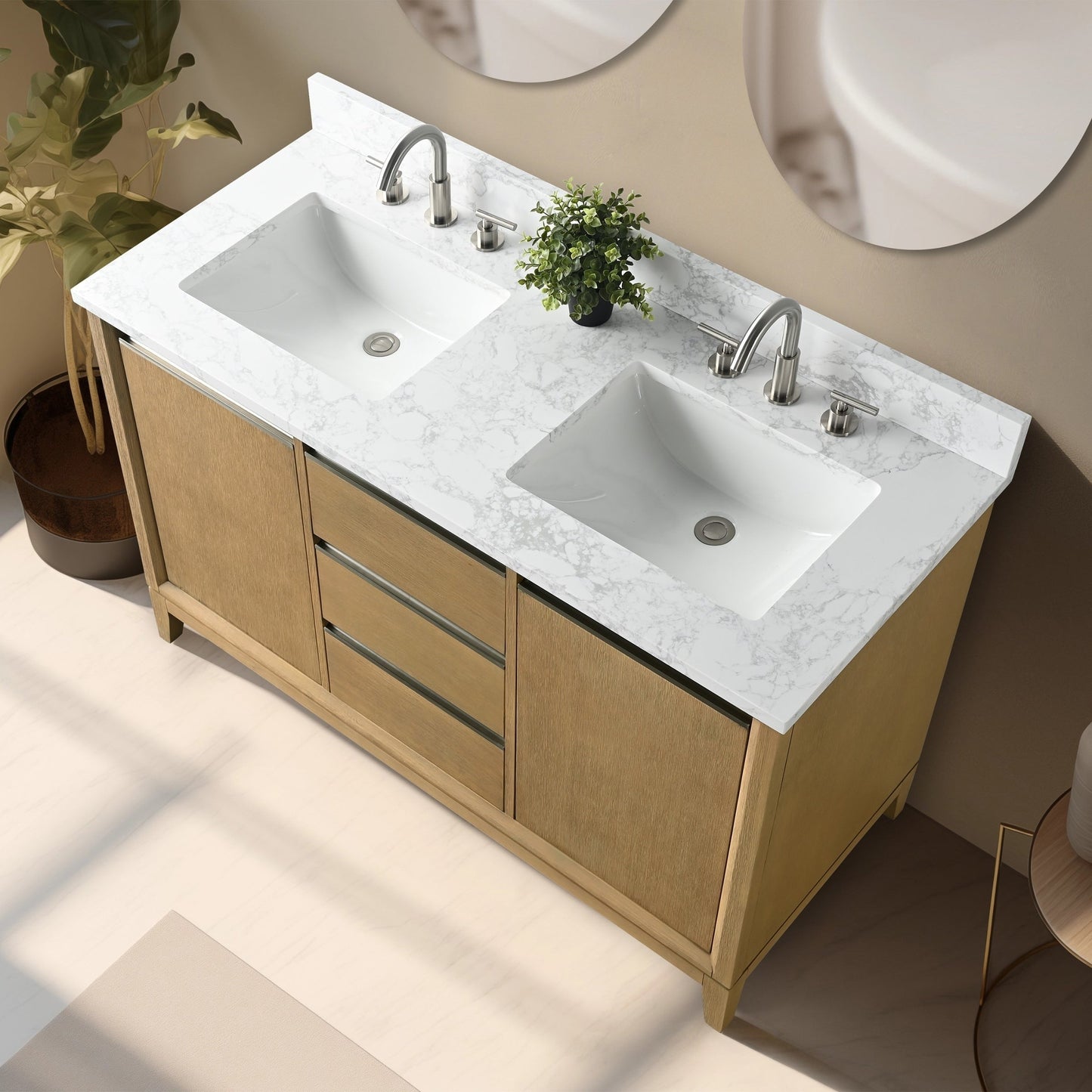Vanity Art Badezimmerwaschtisch mit Keramikwaschbecken und Marmorplatte