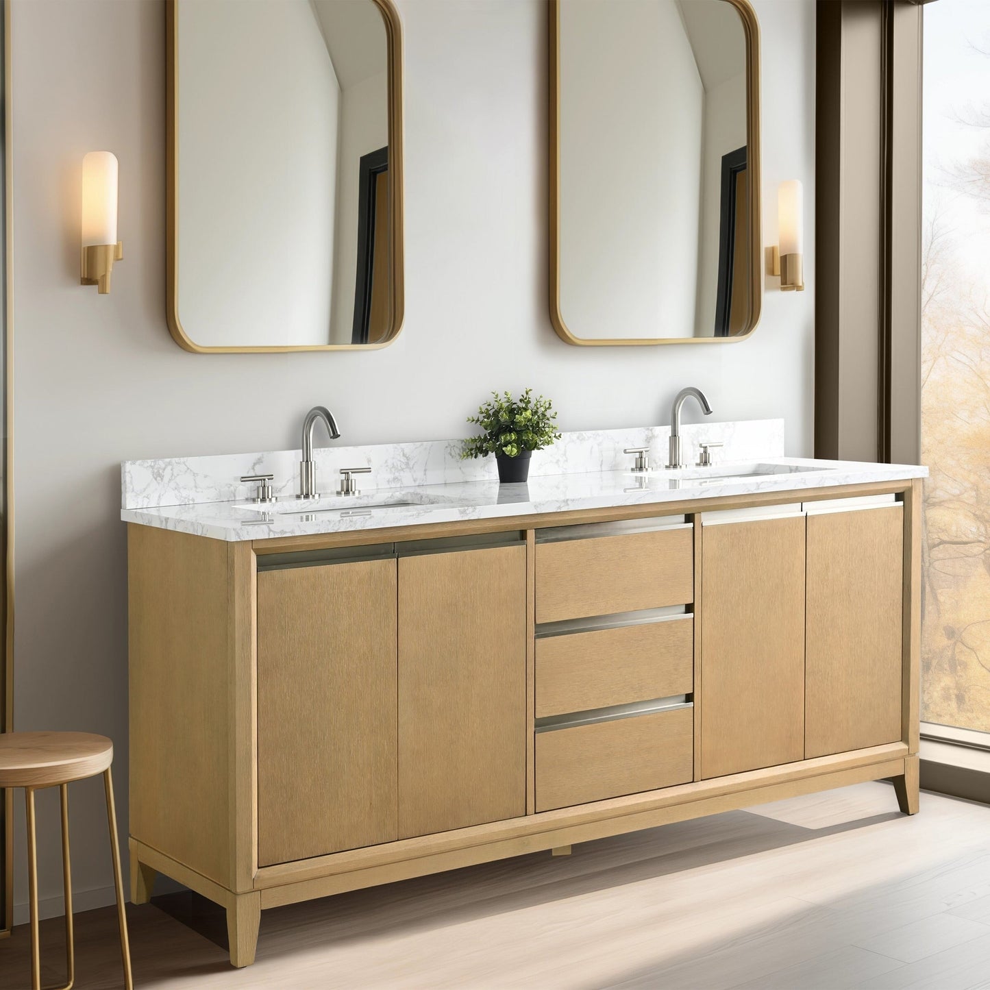 Vanity Art Badezimmerwaschtisch mit Keramikwaschbecken und Marmorplatte