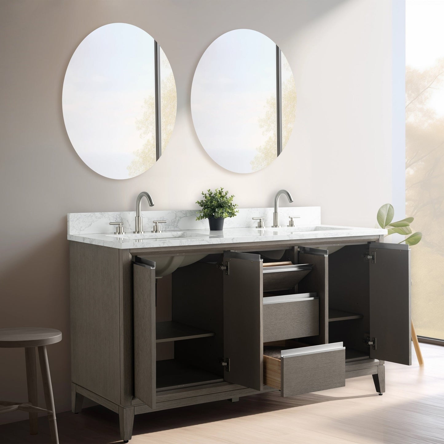 Vanity Art Badezimmerwaschtisch mit Keramikwaschbecken und Marmorplatte