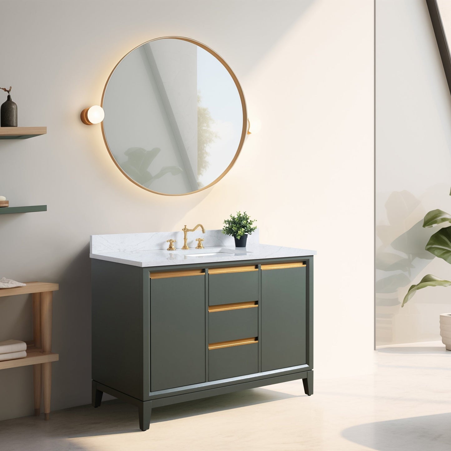 Vanity Art Badezimmerwaschtisch mit Keramikwaschbecken und Marmorplatte