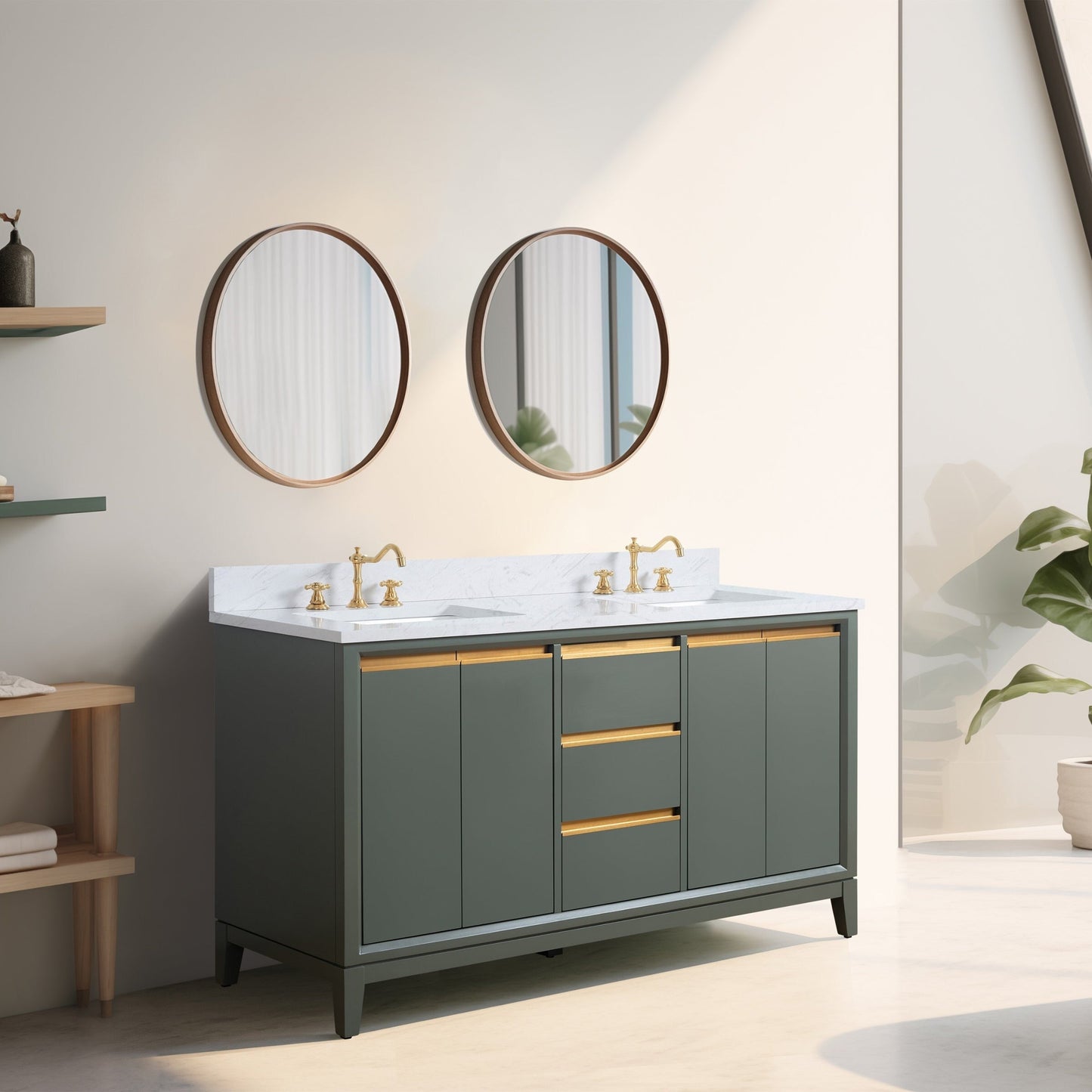 Vanity Art Badezimmerwaschtisch mit Keramikwaschbecken und Marmorplatte