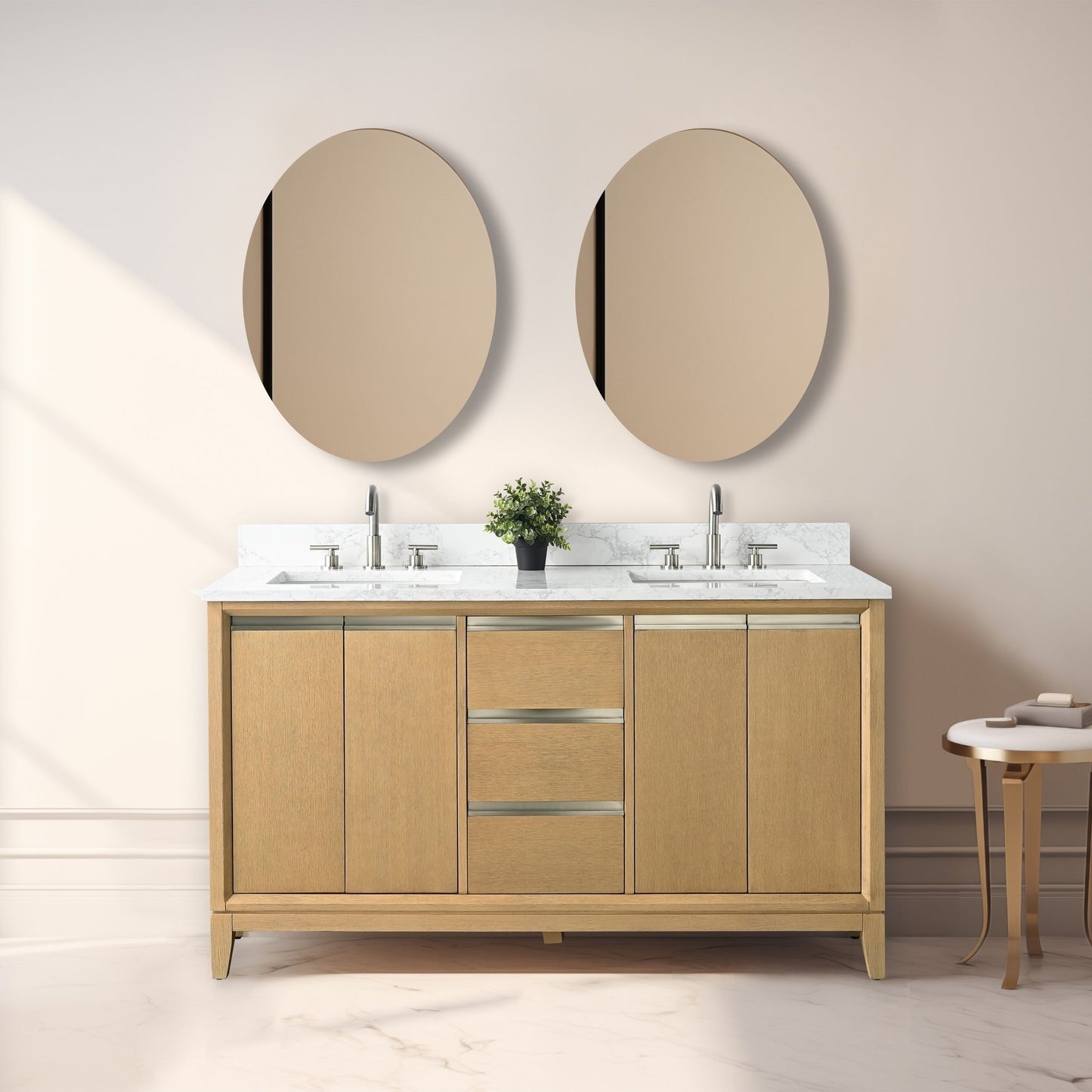 Vanity Art Badezimmerwaschtisch mit Keramikwaschbecken und Marmorplatte