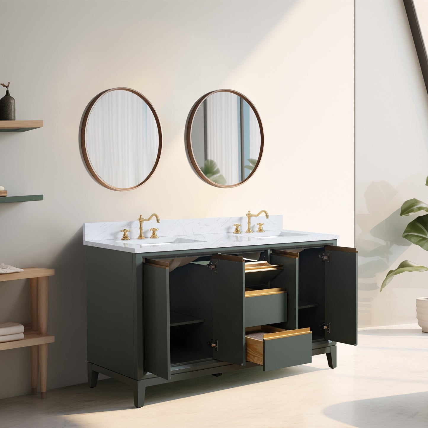 Vanity Art Badezimmerwaschtisch mit Keramikwaschbecken und Marmorplatte