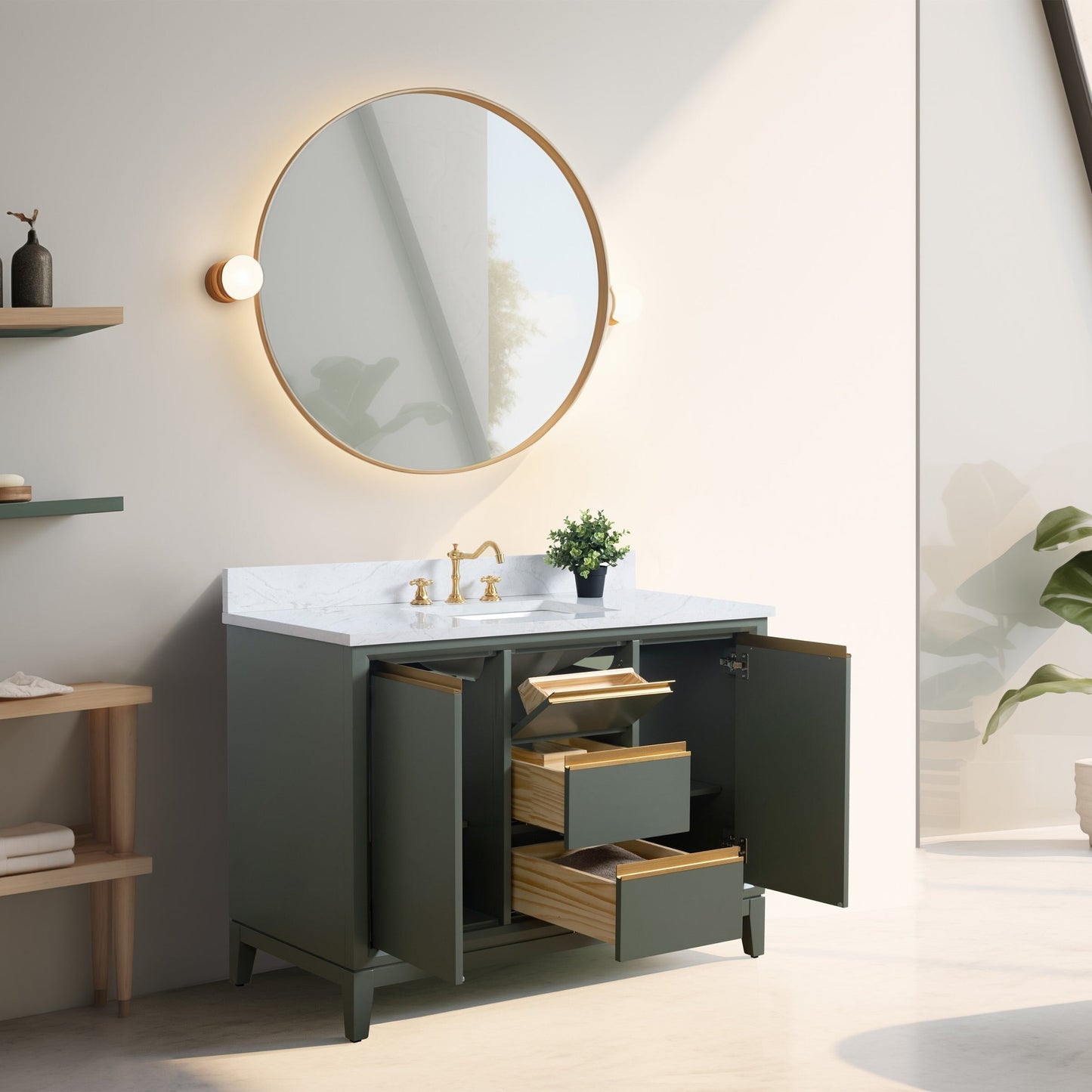 Vanity Art Badezimmerwaschtisch mit Keramikwaschbecken und Marmorplatte