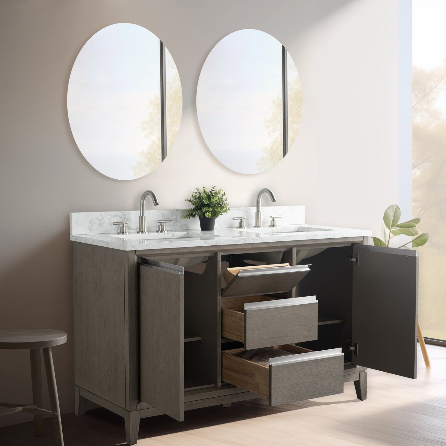 Vanity Art Badezimmerwaschtisch mit Keramikwaschbecken und Marmorplatte