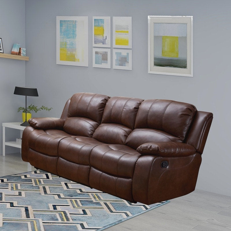 Vanity Art Bonded Leather 3-Seat Recliner Loveseat Manual Reclining Couch for Small Living Room Sofa Set- (Black/Brown) - N/A