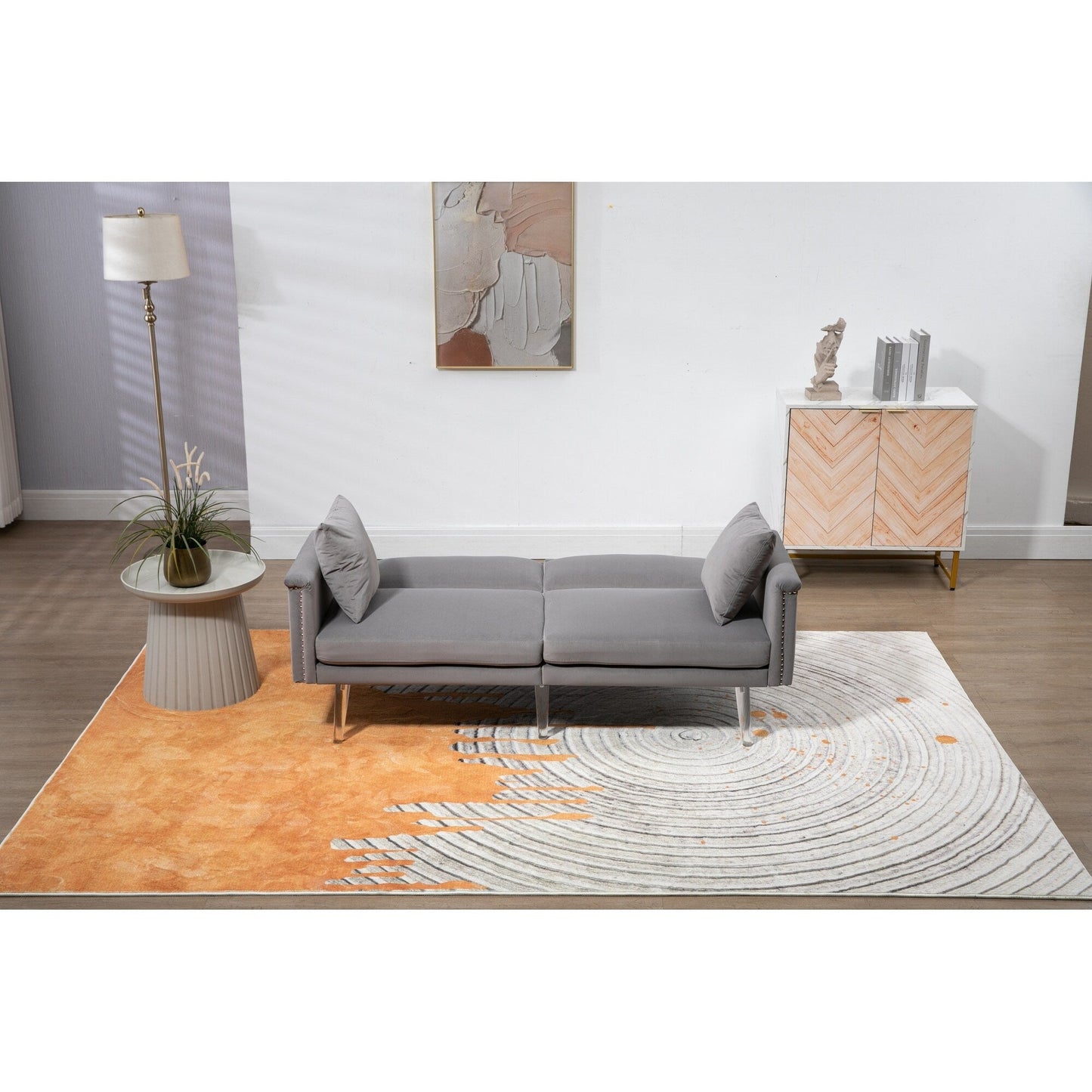 Velvet Upholstered Nailheads Loveseats Sleeper Sofa With Acrylic Feet