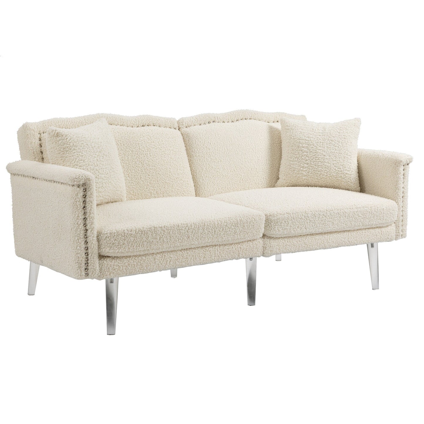Velvet Upholstered Nailheads Loveseats Sleeper Sofa With Acrylic Feet