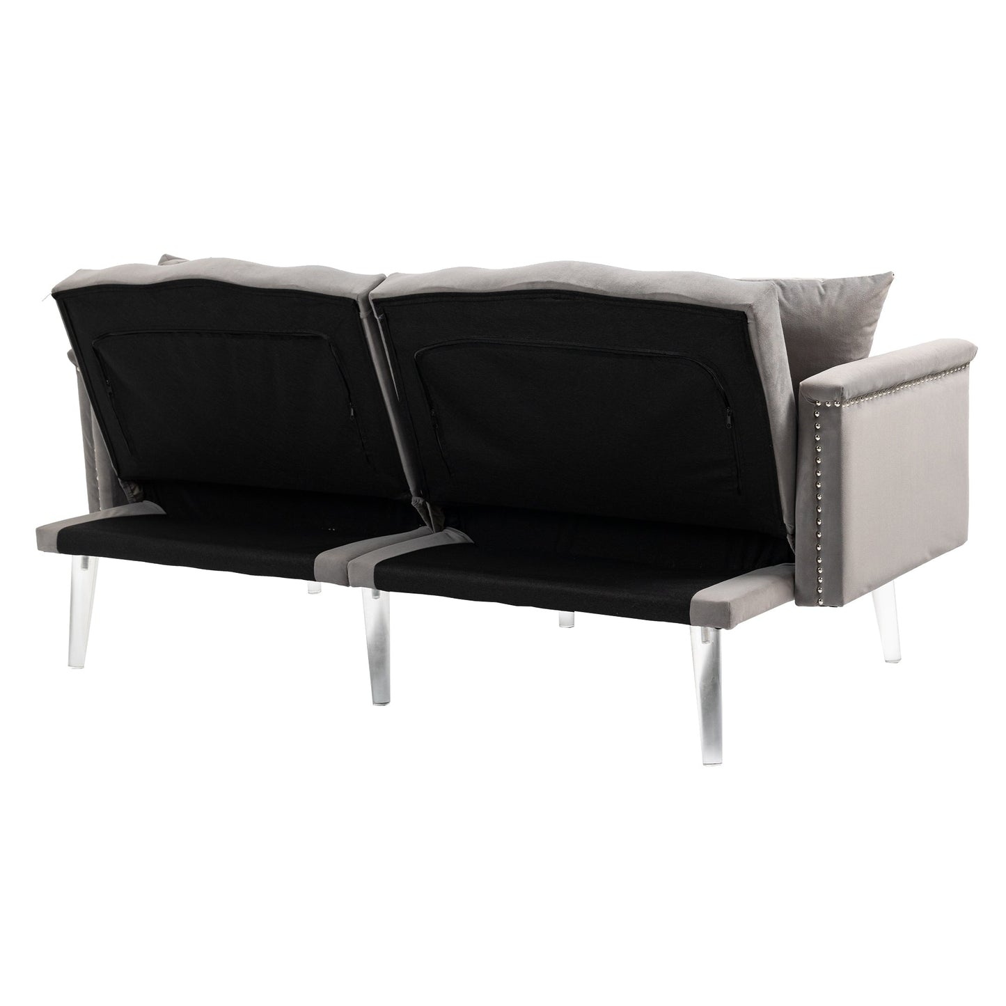 Velvet Upholstered Nailheads Loveseats Sleeper Sofa With Acrylic Feet