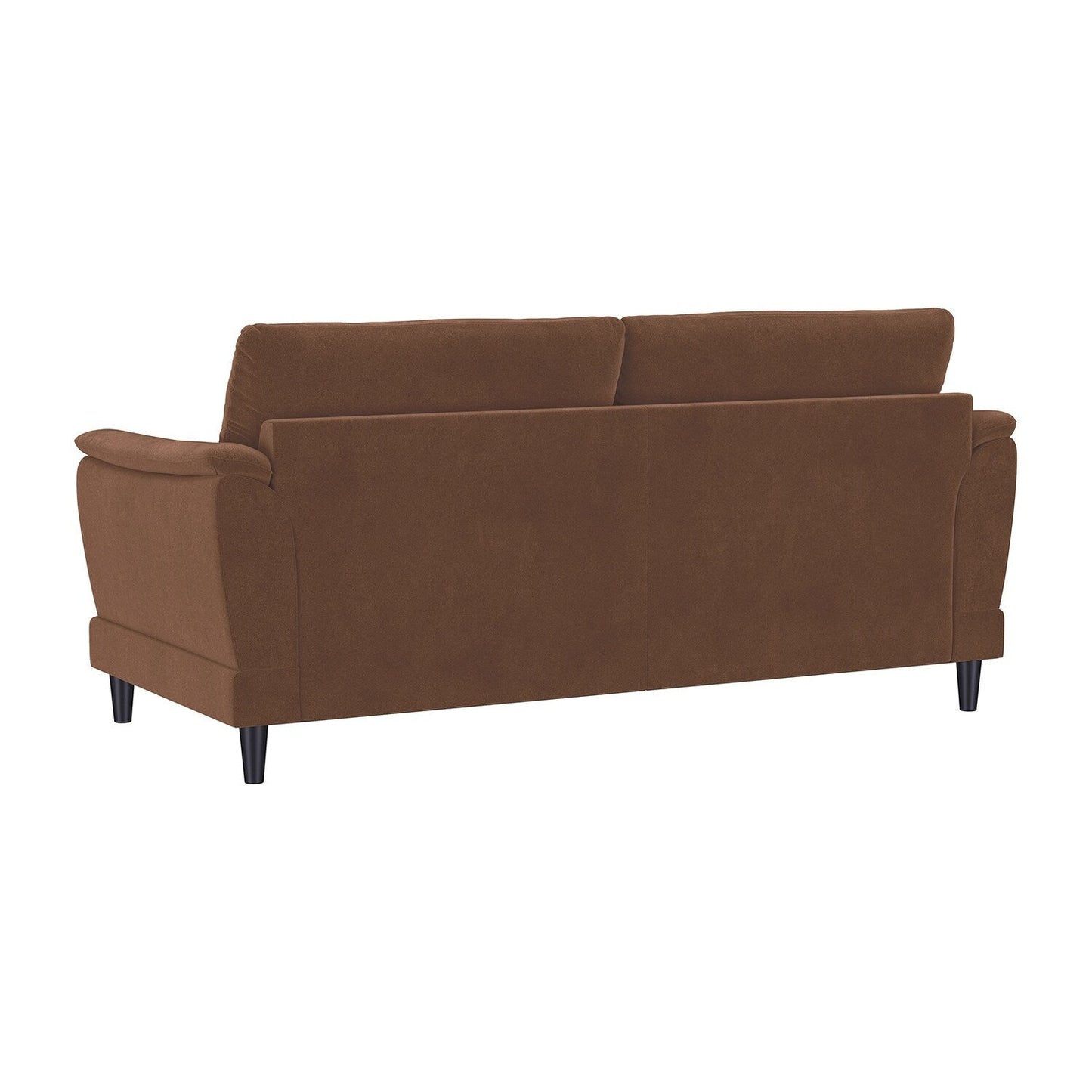 Velvet Upholstered Sofa with Wooden Tapered Legs in Rust