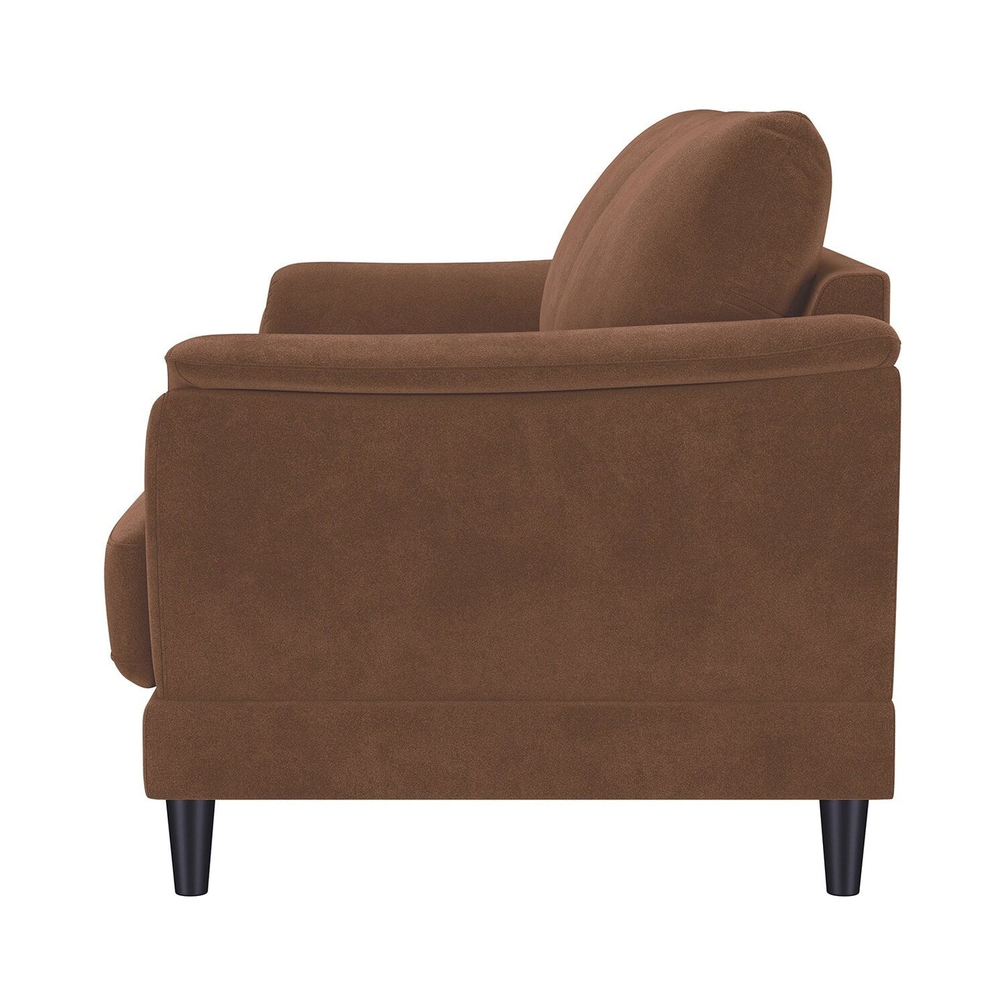 Velvet Upholstered Sofa with Wooden Tapered Legs in Rust