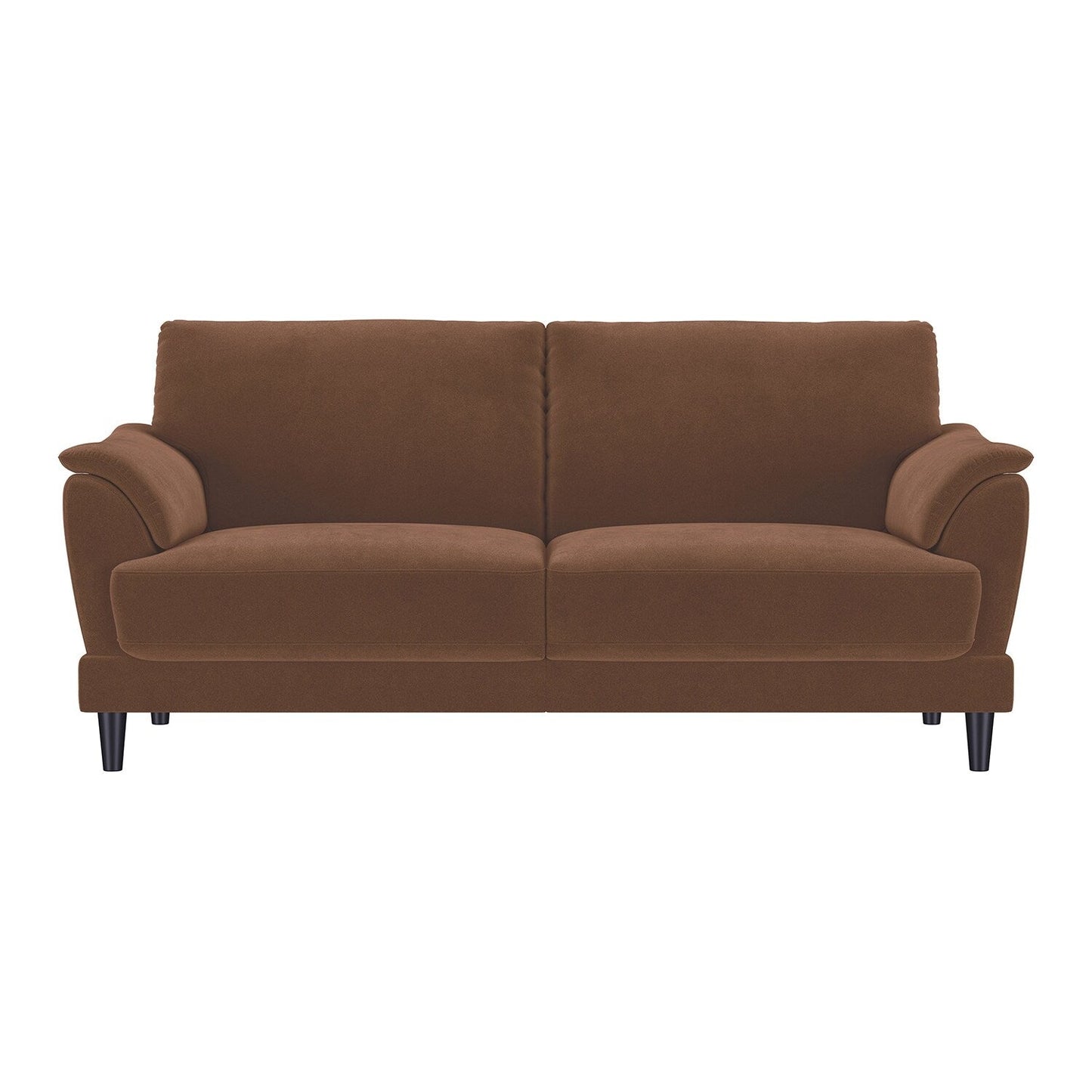 Velvet Upholstered Sofa with Wooden Tapered Legs in Rust