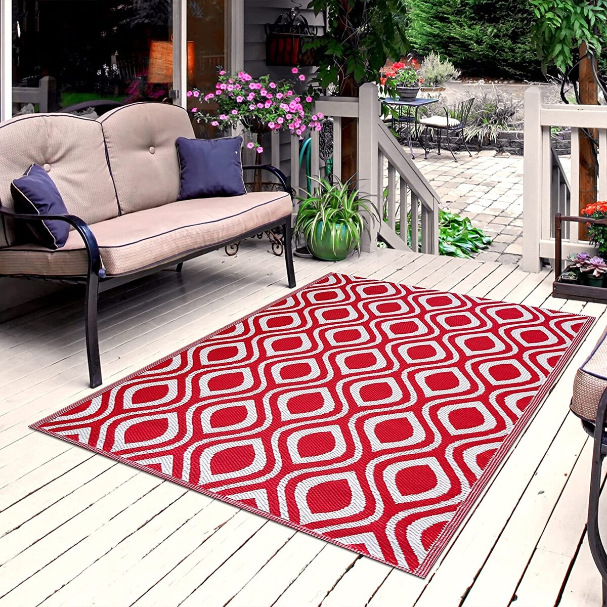 Leichte, wendbare Outdoor-Bodenmatte/Teppich „Venice“ aus recyceltem Kunststoff