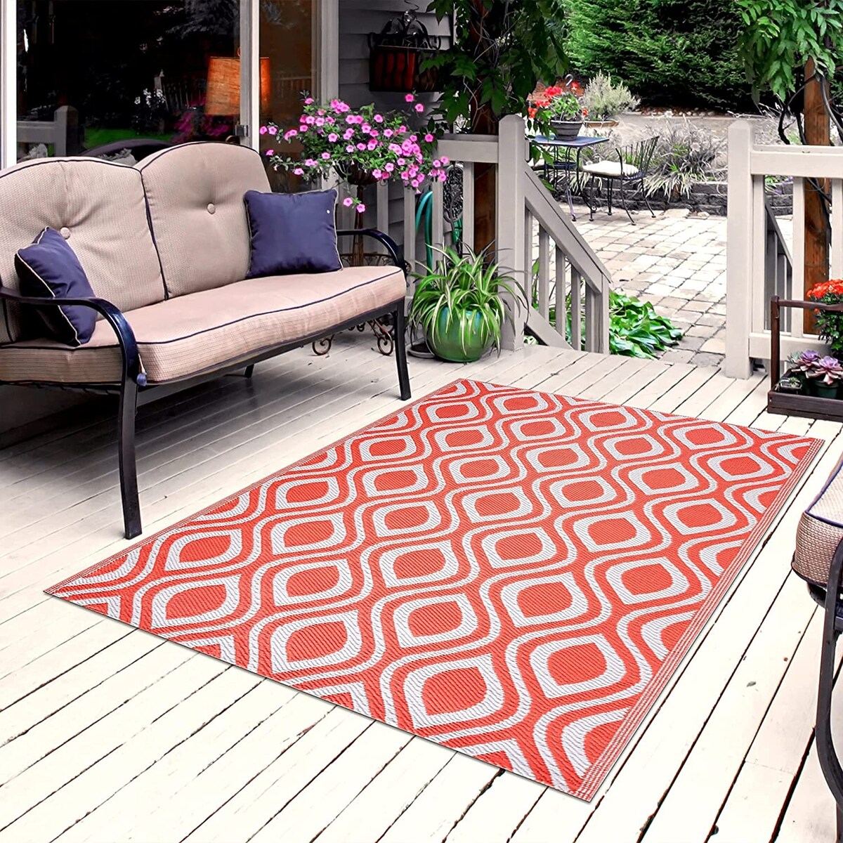 Leichte, wendbare Outdoor-Bodenmatte/Teppich „Venice“ aus recyceltem Kunststoff