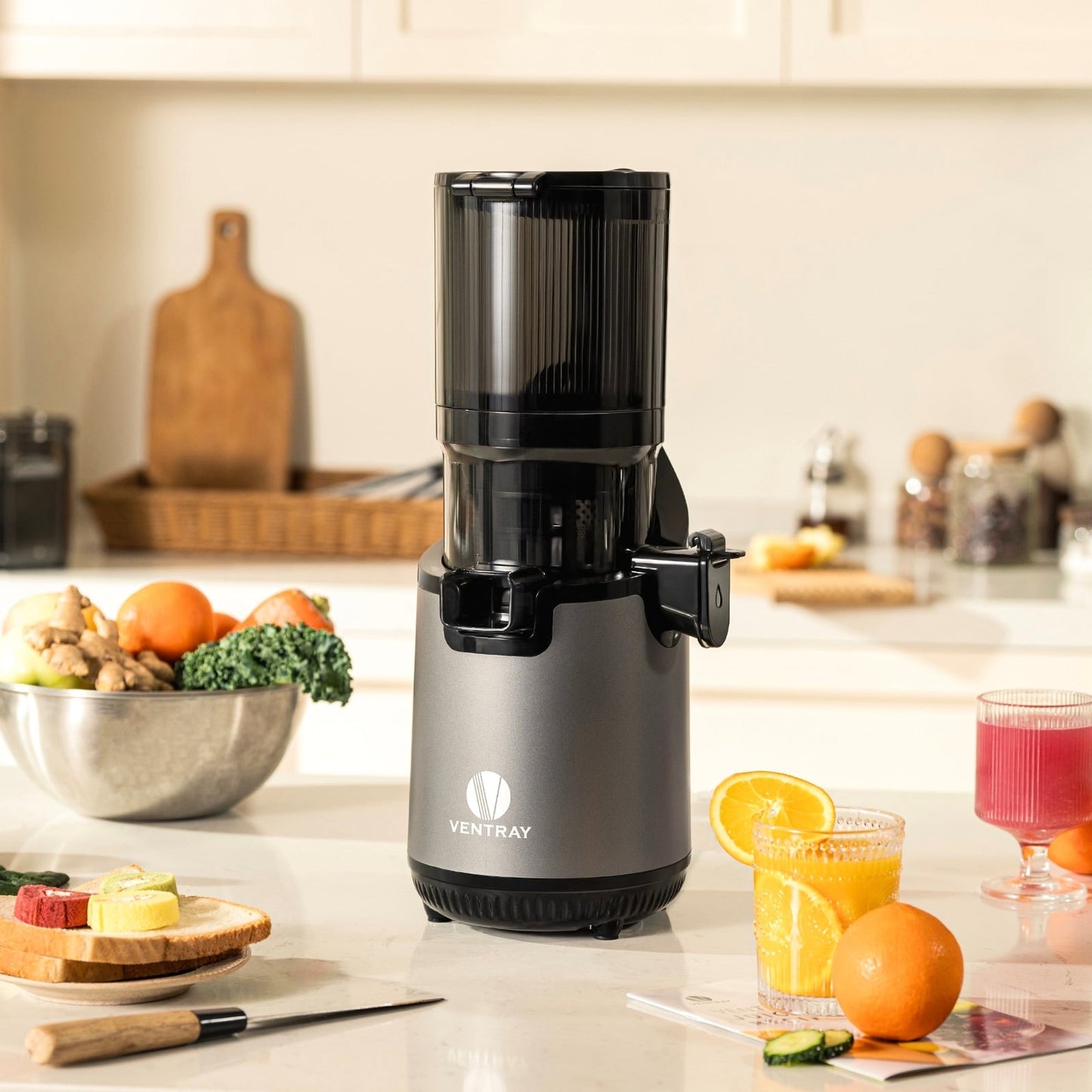 Ventray 900 Slow Masticating Juicer, Kaltpress-Entsafter mit 5,1 extra großem, breitem Einfüllschacht