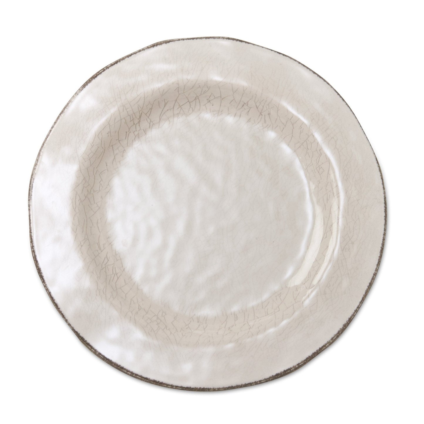 Veranda 4er-Set Essteller aus massivem Melamin-Kunststoff, rissig glasiert, 27,9 cm, spülmaschinenfest, für drinnen und draußen, elfenbeinfarben