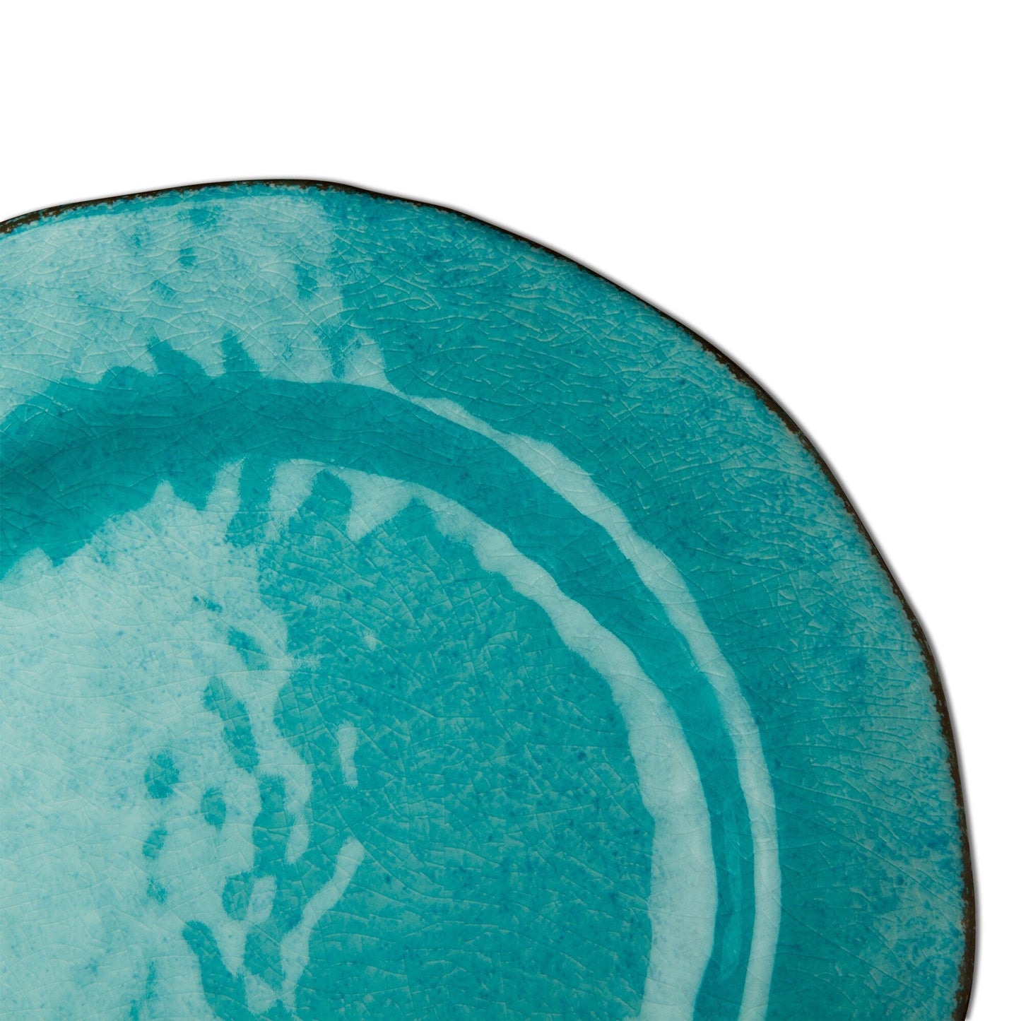 Veranda 4er-Set Essteller aus massivem Melamin-Kunststoff, rissig glasiert, 27,9 cm, spülmaschinenfest, für drinnen und draußen, Blau