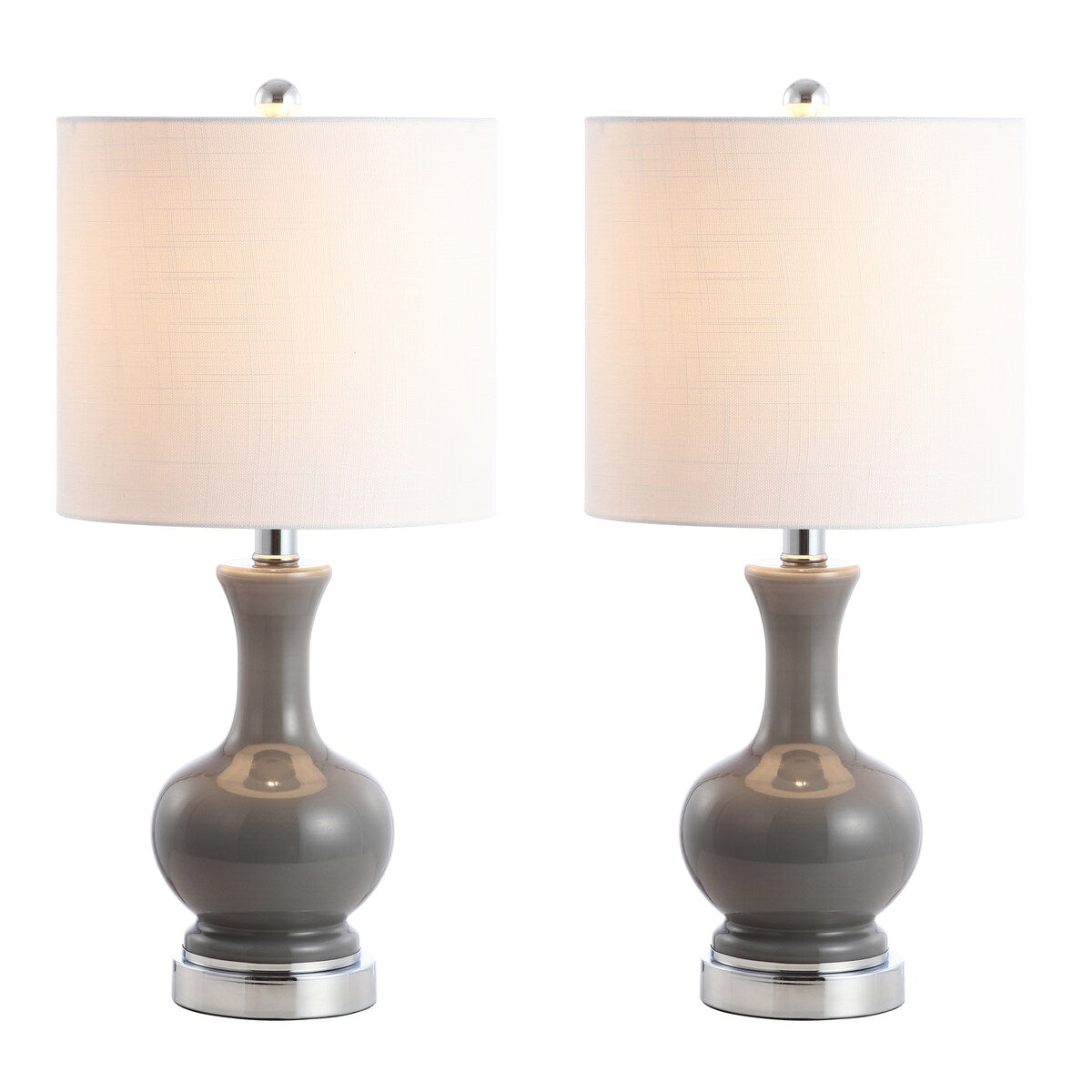Vermont 22 Glas/Metall LED-Tischleuchte, Weiß (2er-Set) von JONATHAN Y