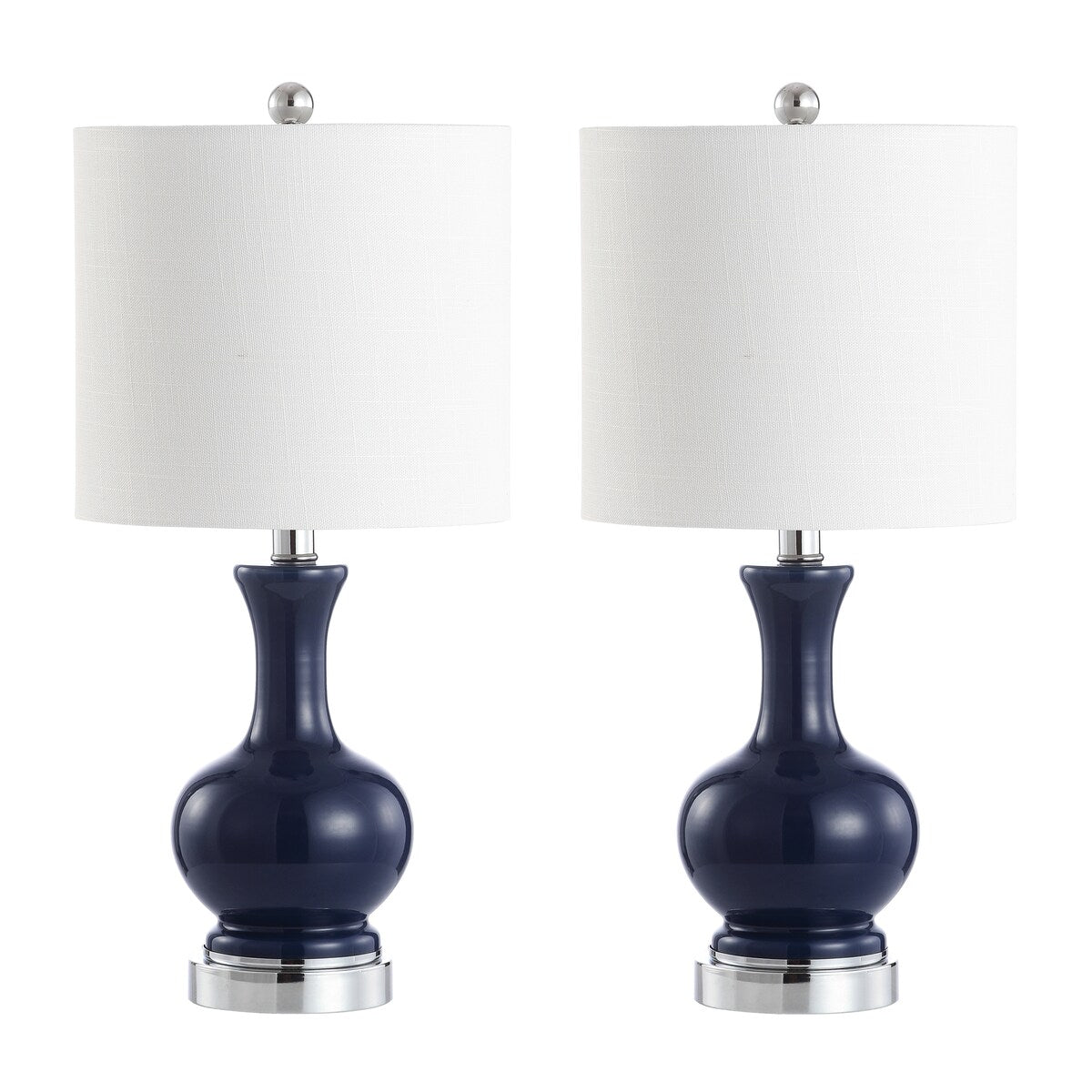 Vermont 22 Glas/Metall LED-Tischleuchte, Weiß (2er-Set) von JONATHAN Y