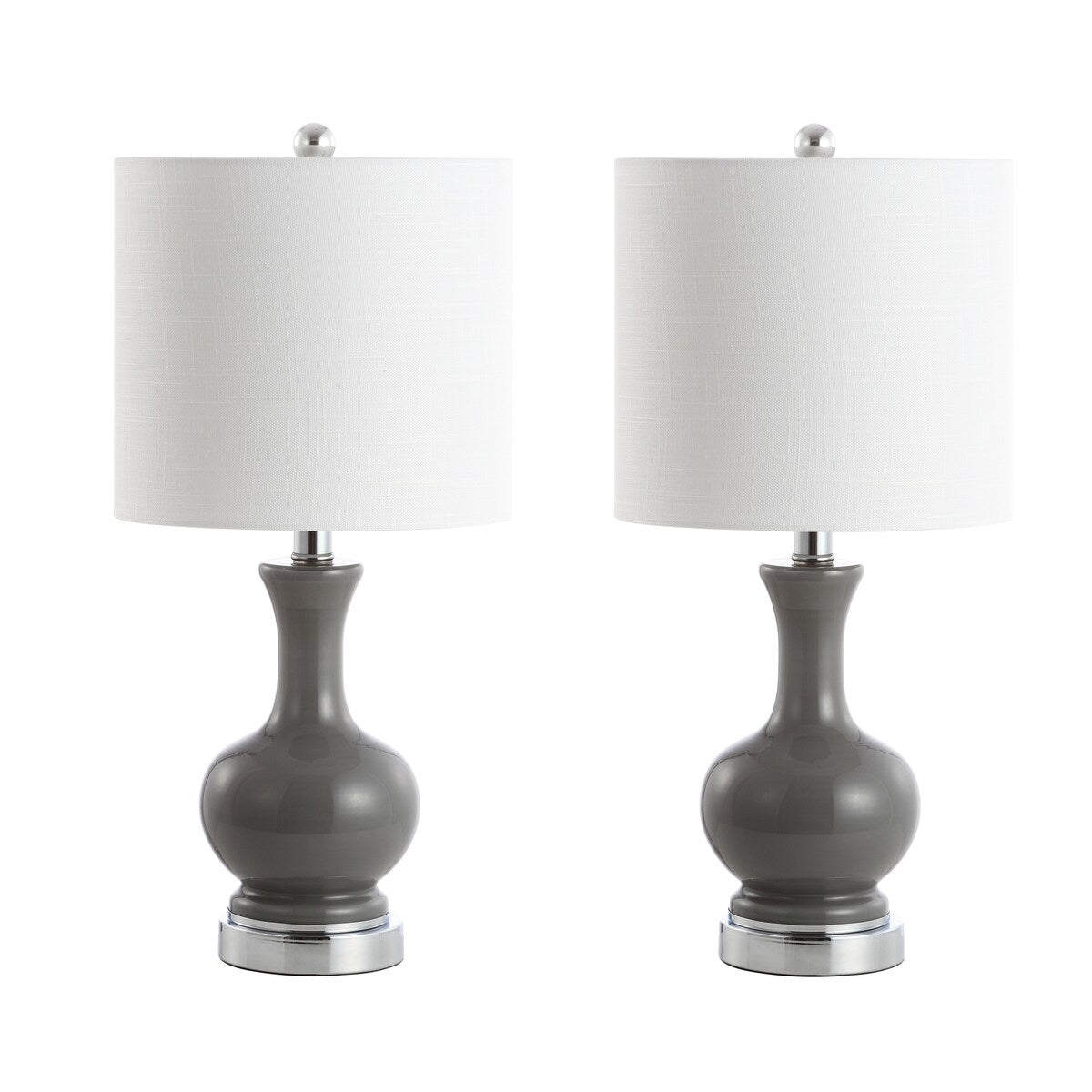Vermont 22 Glas/Metall LED-Tischleuchte, Weiß (2er-Set) von JONATHAN Y