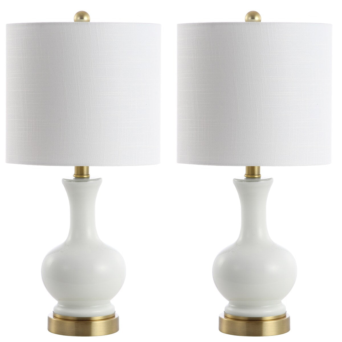 Vermont 22 Glas/Metall LED-Tischleuchte, Weiß (2er-Set) von JONATHAN Y