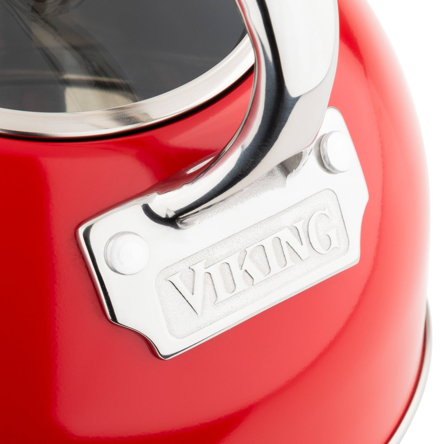 Viking 2,6 Quart roter Edelstahl-Flötenkessel mit 3-lagigem Boden