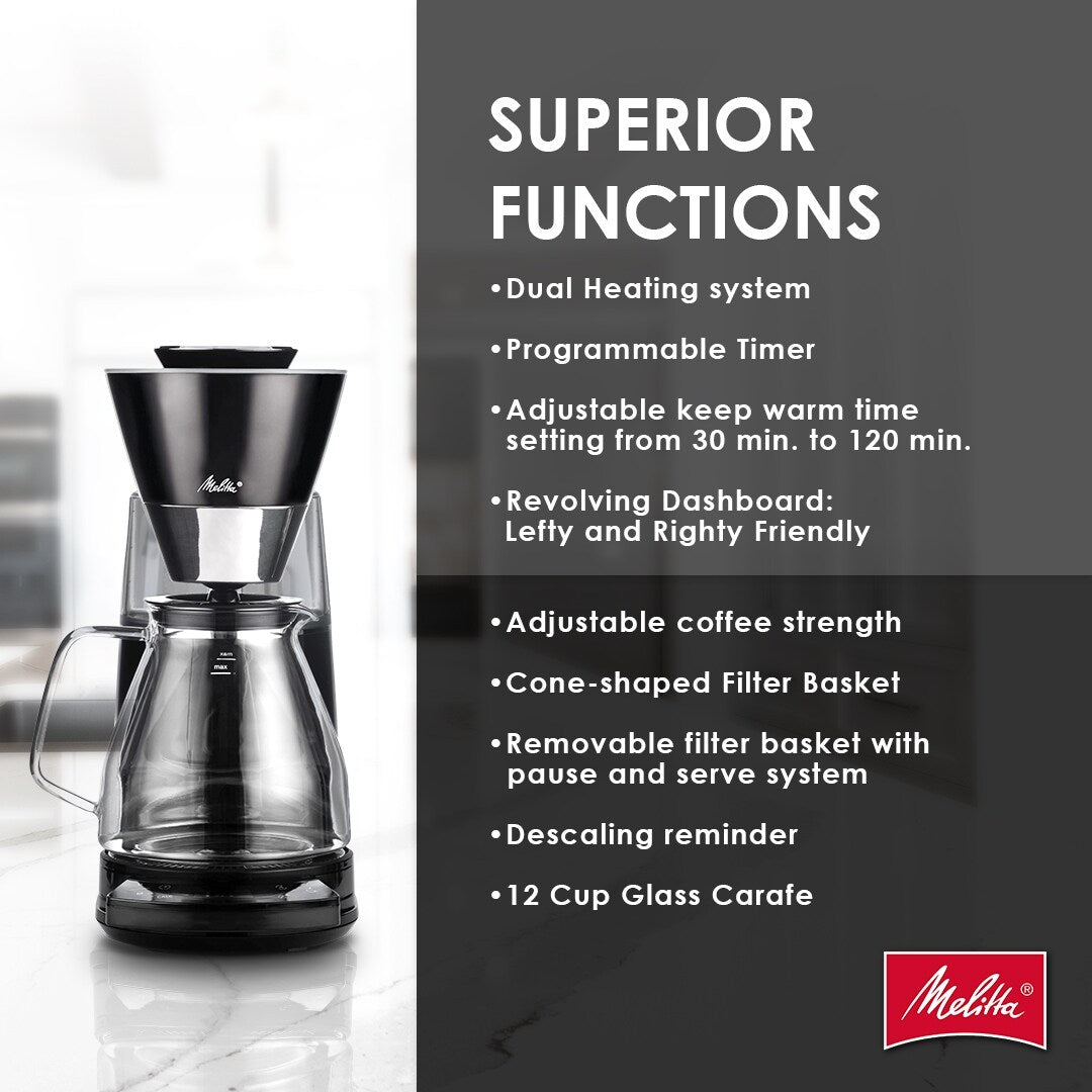 Vision 12-Tassen-Luxus-Filterkaffeemaschine mit drehbarem Armaturenbrett