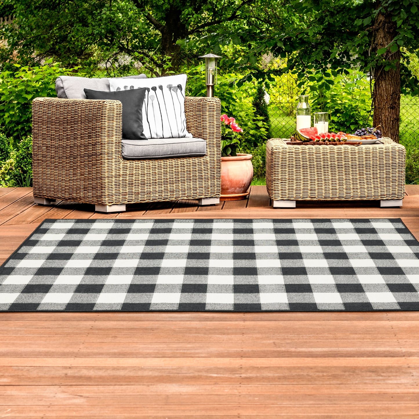 Vista Home Malta Gingham Check Teppich für drinnen und draußen