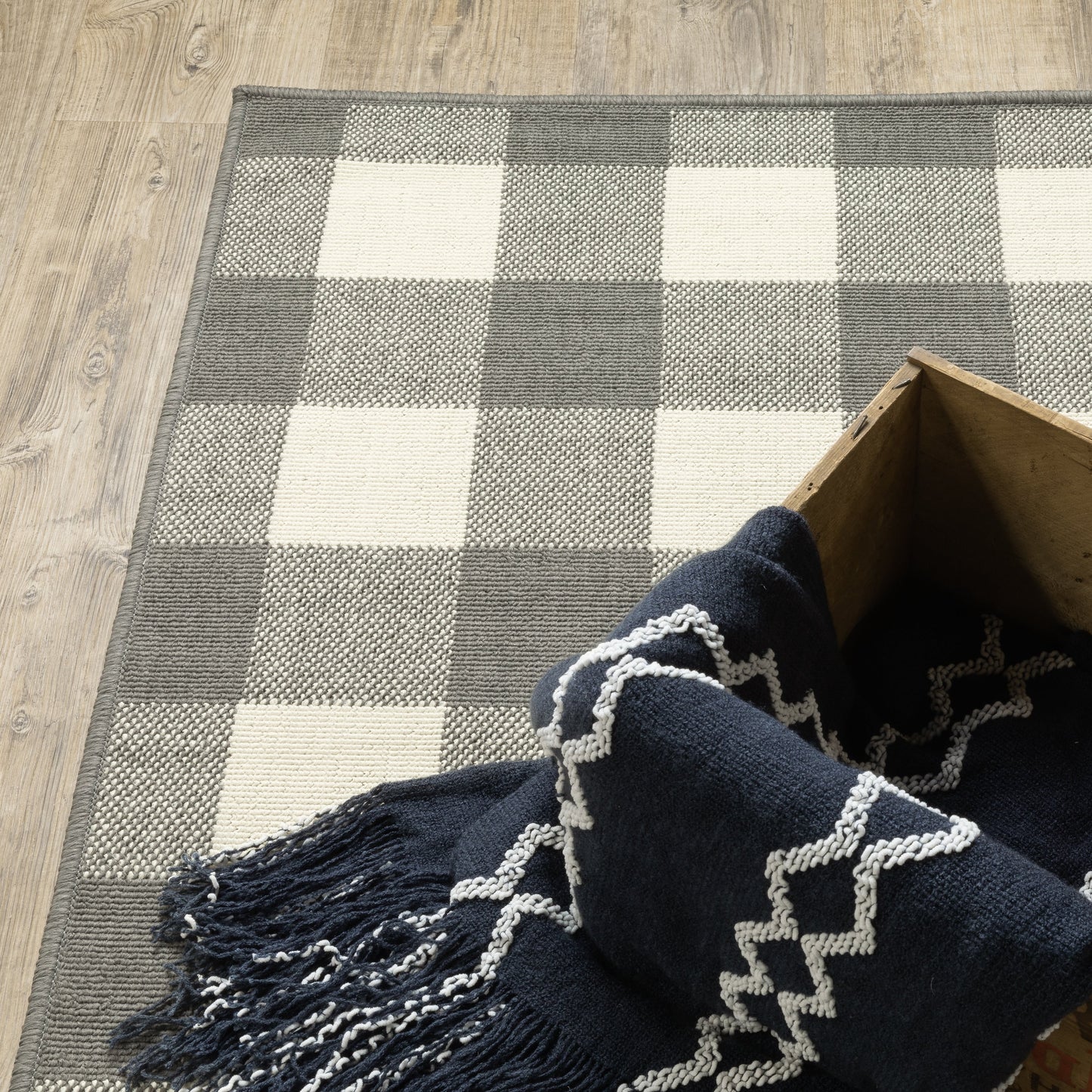 Vista Home Malta Gingham Check Teppich für drinnen und draußen