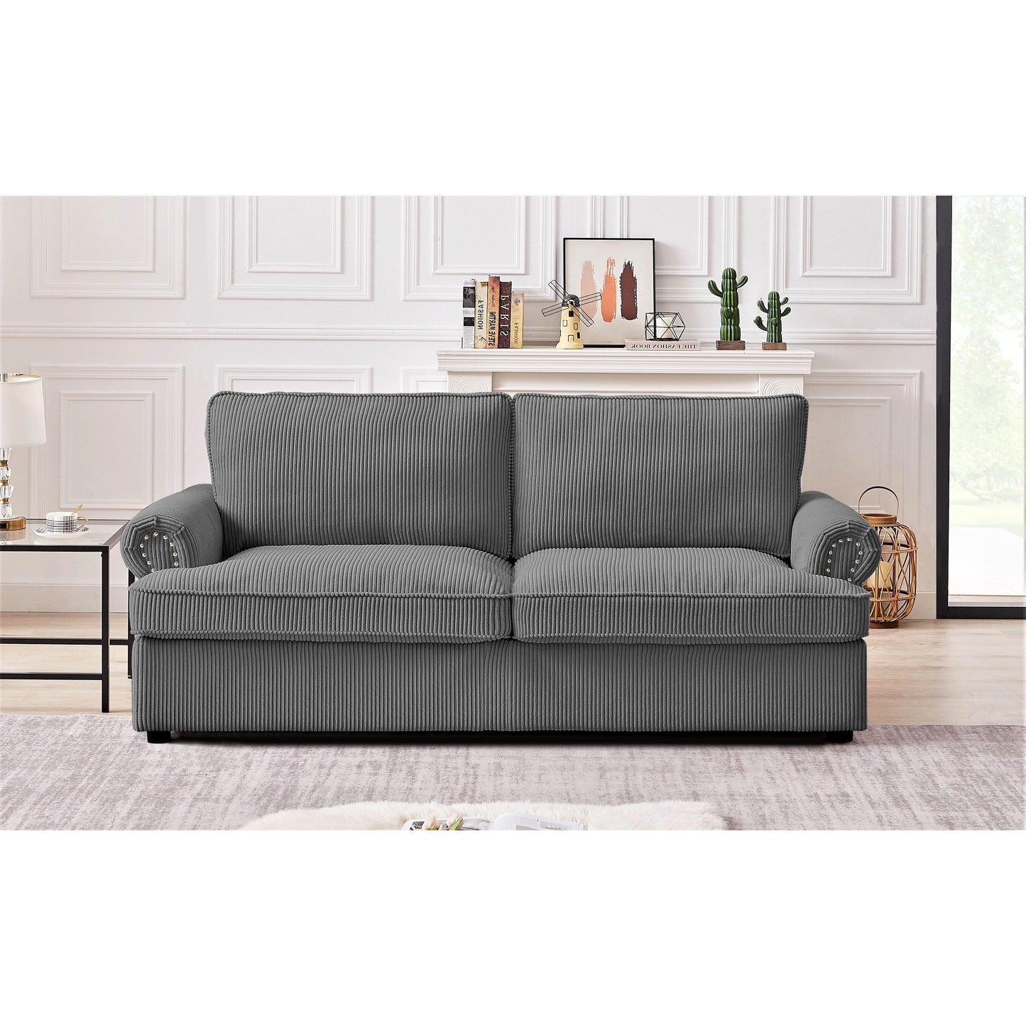 Viviana 76 inch Polyester Round Arm Sleeper Sofa