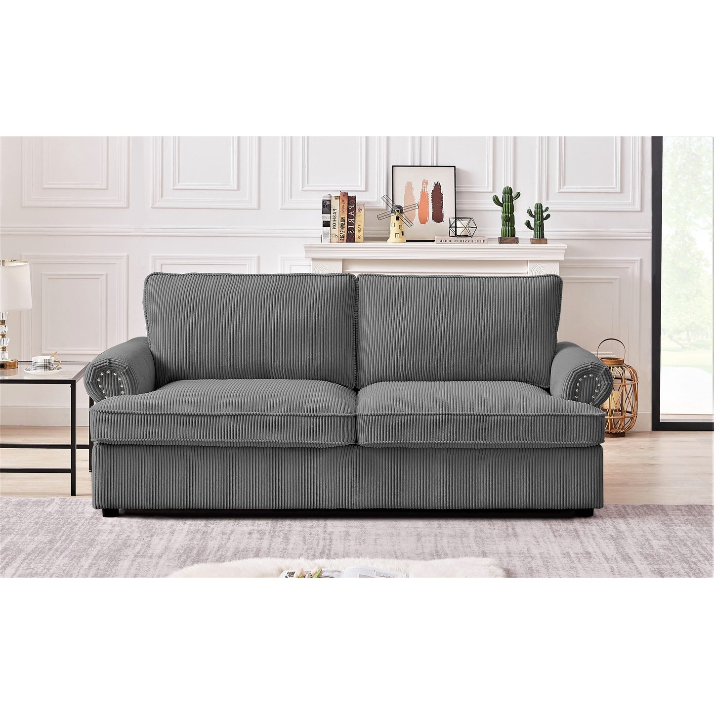 Viviana 76 inch Polyester Round Arm Sleeper Sofa