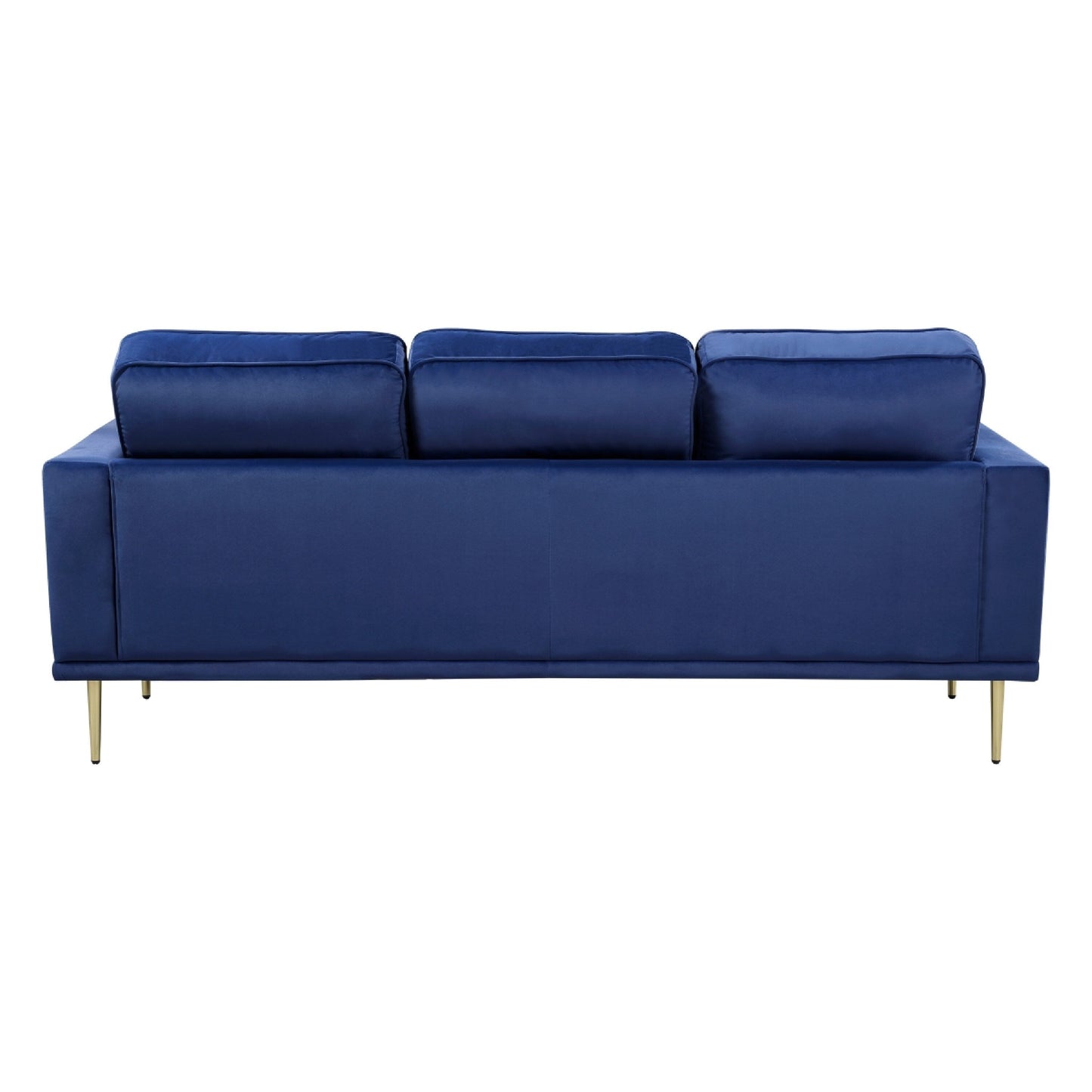 Voxo Sofa with 2 Accent Pillows, Blue Velvet Padded Seat, 82 Inch