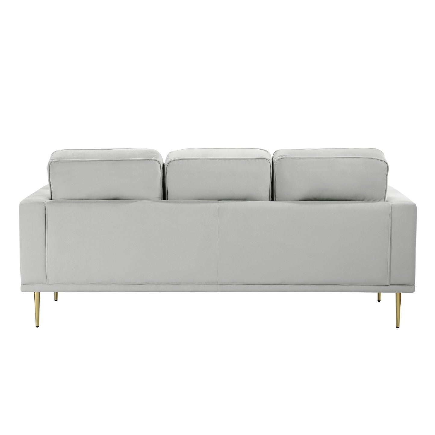 Voxo Sofa, Gray Velvet Padded Seat, Two Accent Pillows, 82 Inch