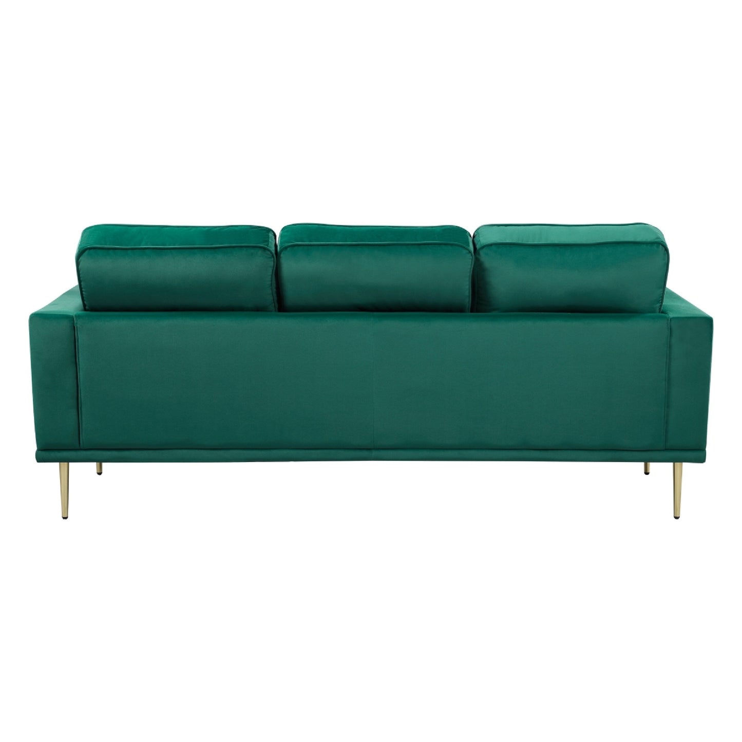 Voxo Sofa, Green Velvet Padded Seat, Two Accent Pillows, 82 Inch