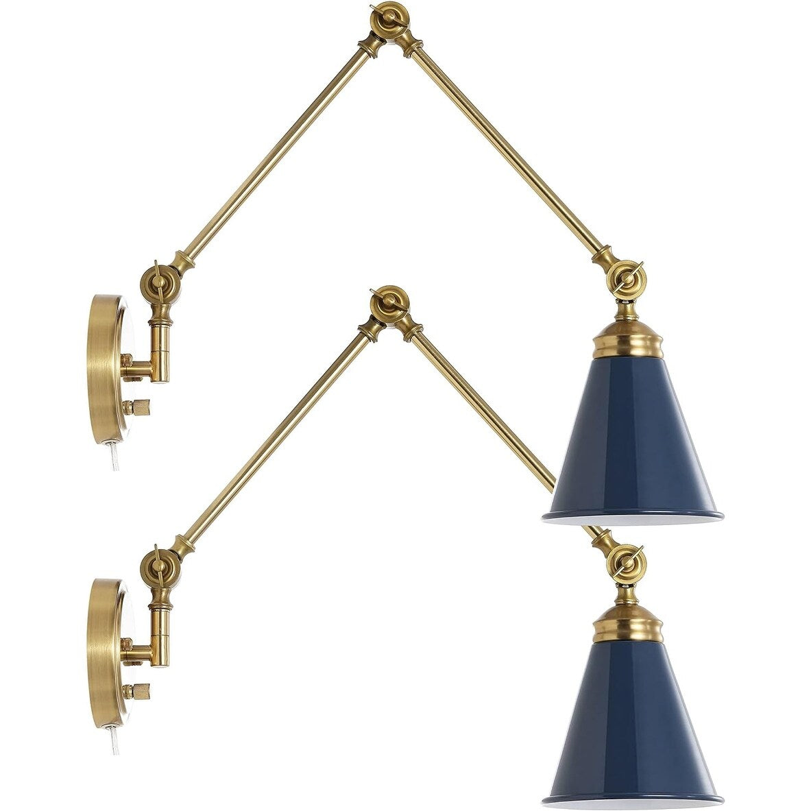 WINGBO Industrielle Wandleuchte mit Schwenkarm und Metallschirm, 2er-Pack...