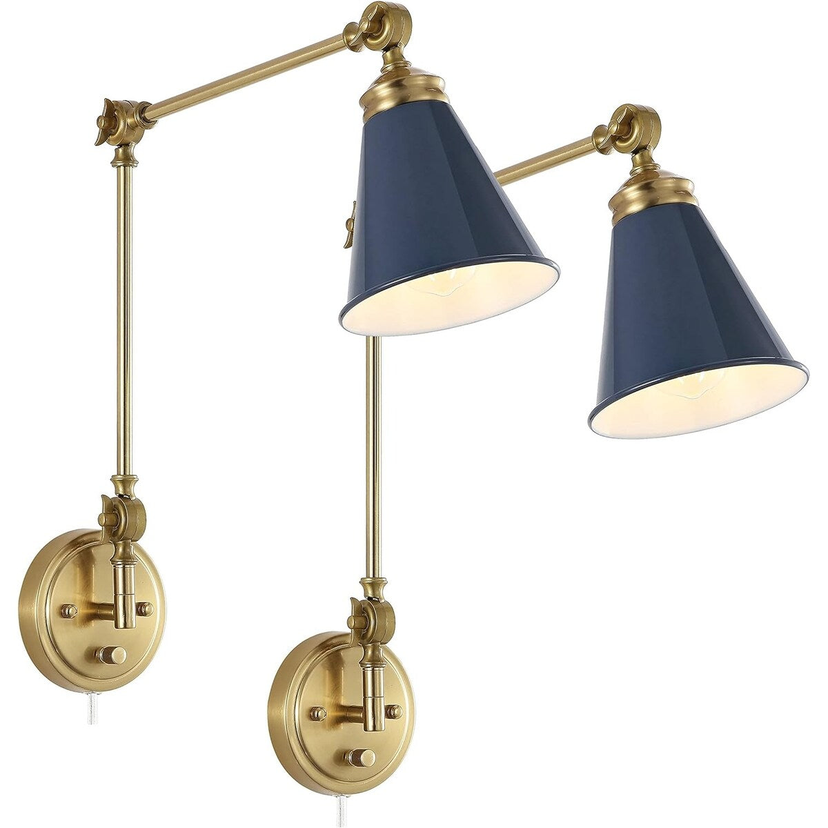 WINGBO Industrielle Wandleuchte mit Schwenkarm und Metallschirm, 2er-Pack...