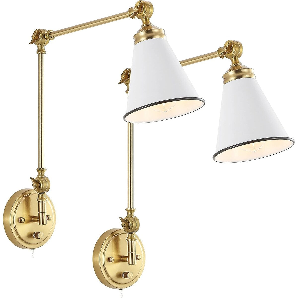 WINGBO Industrielle Wandleuchte mit Schwenkarm und Metallschirm, 2er-Pack...