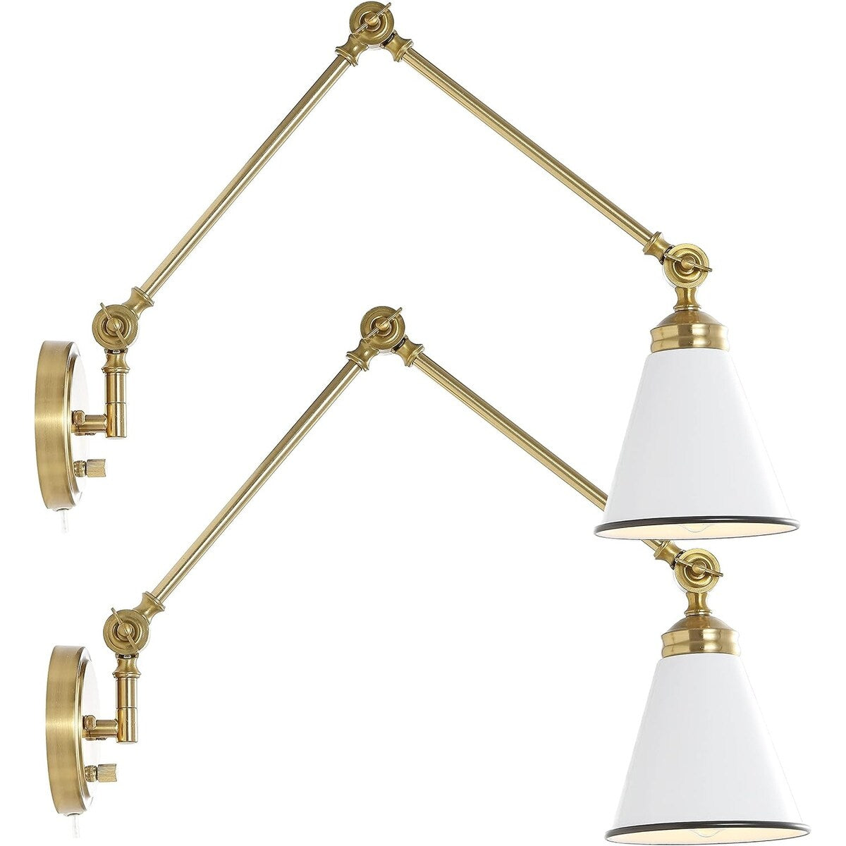 WINGBO Industrielle Wandleuchte mit Schwenkarm und Metallschirm, 2er-Pack...