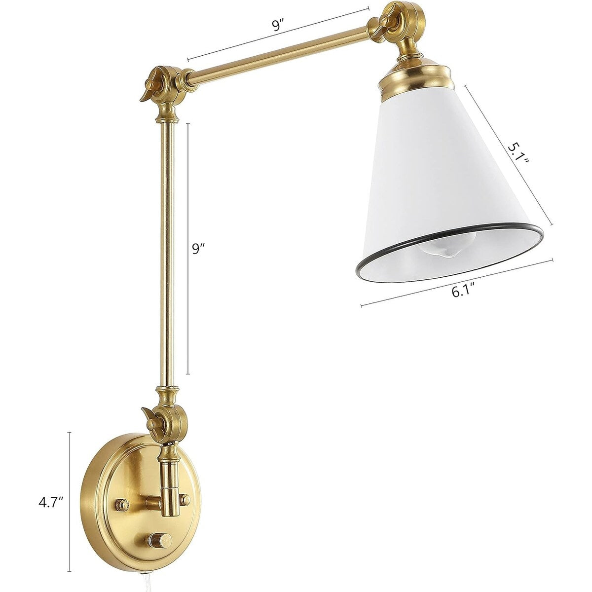 WINGBO Industrielle Wandleuchte mit Schwenkarm und Metallschirm, 2er-Pack...