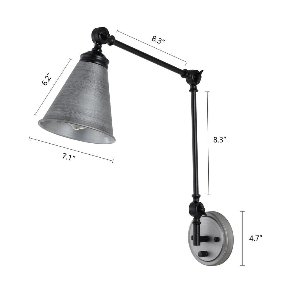 WINGBO Industrielle Wandleuchte mit Schwenkarm und Metallschirm, 2er-Pack...