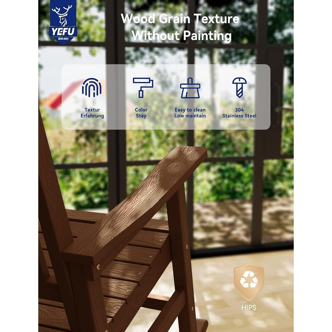 WINSOON Allwetter-Schaukelstuhl für den Außenbereich, 2er-Set