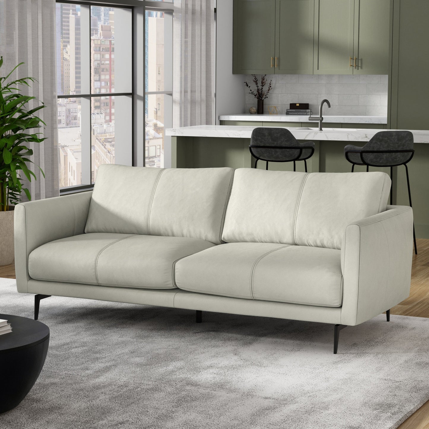 WYNDENHALL Danbury Modern Mid-Century 81 Wide Sofa in Genuine Leather