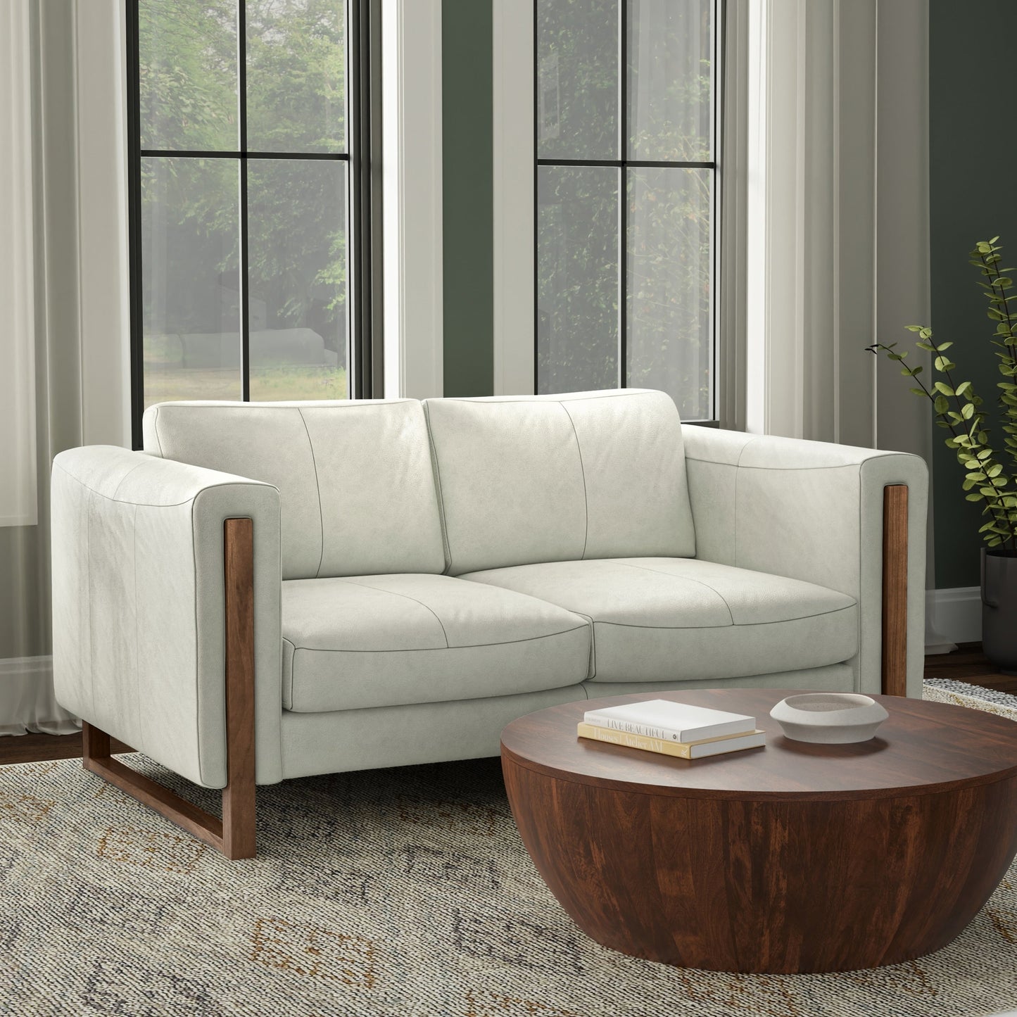 WYNDENHALL Hillcrest Modern, Contemporary 62 inch Wide Sofa in Genuine Leather