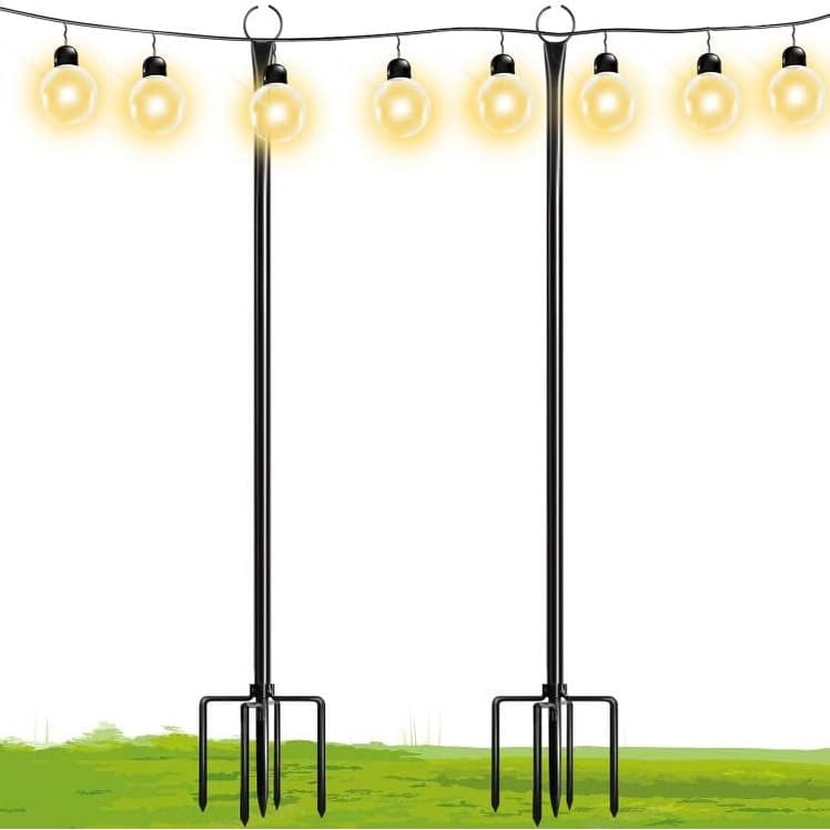 WaLensee 9,4 FT Lichterkettenmasten mit Haken zum Aufhängen von Lichterketten für Gartenpartys, Terrassen, Weihnachten, Hochzeiten