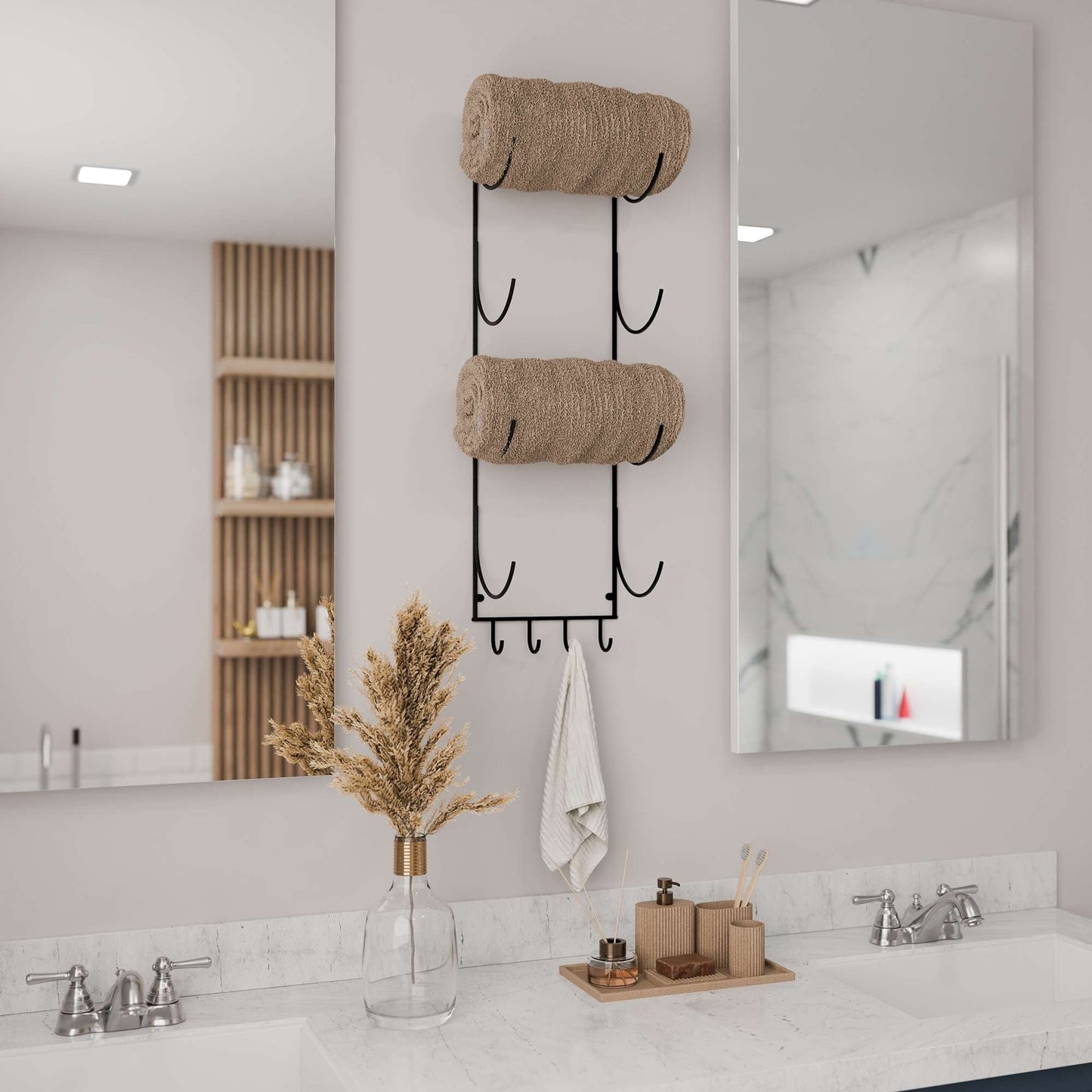 Wallniture Boto Handtuchhalter, rustikale Wanddekoration, Badezimmer-Organizer
