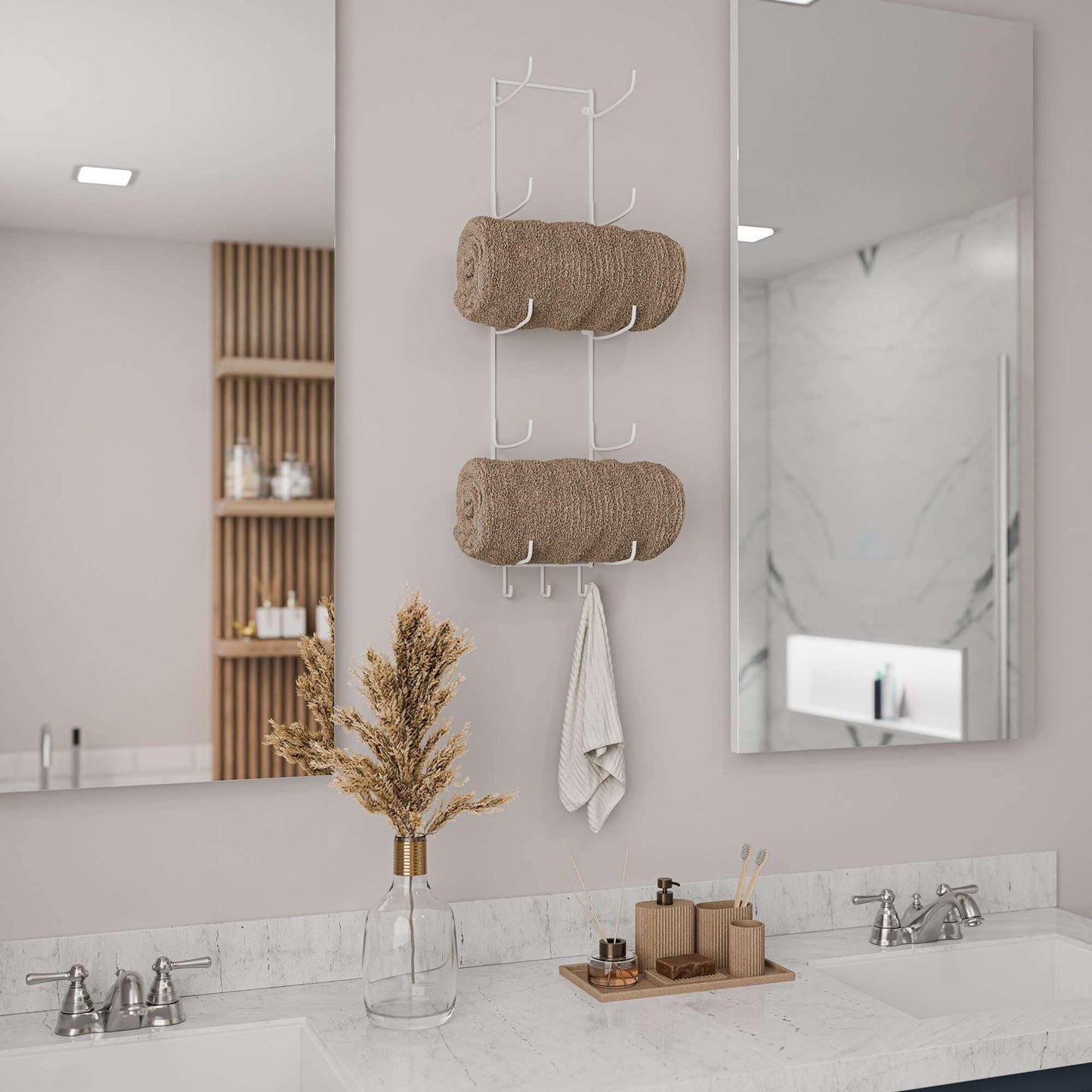 Wallniture Boto Handtuchhalter, rustikale Wanddekoration, Badezimmer-Organizer