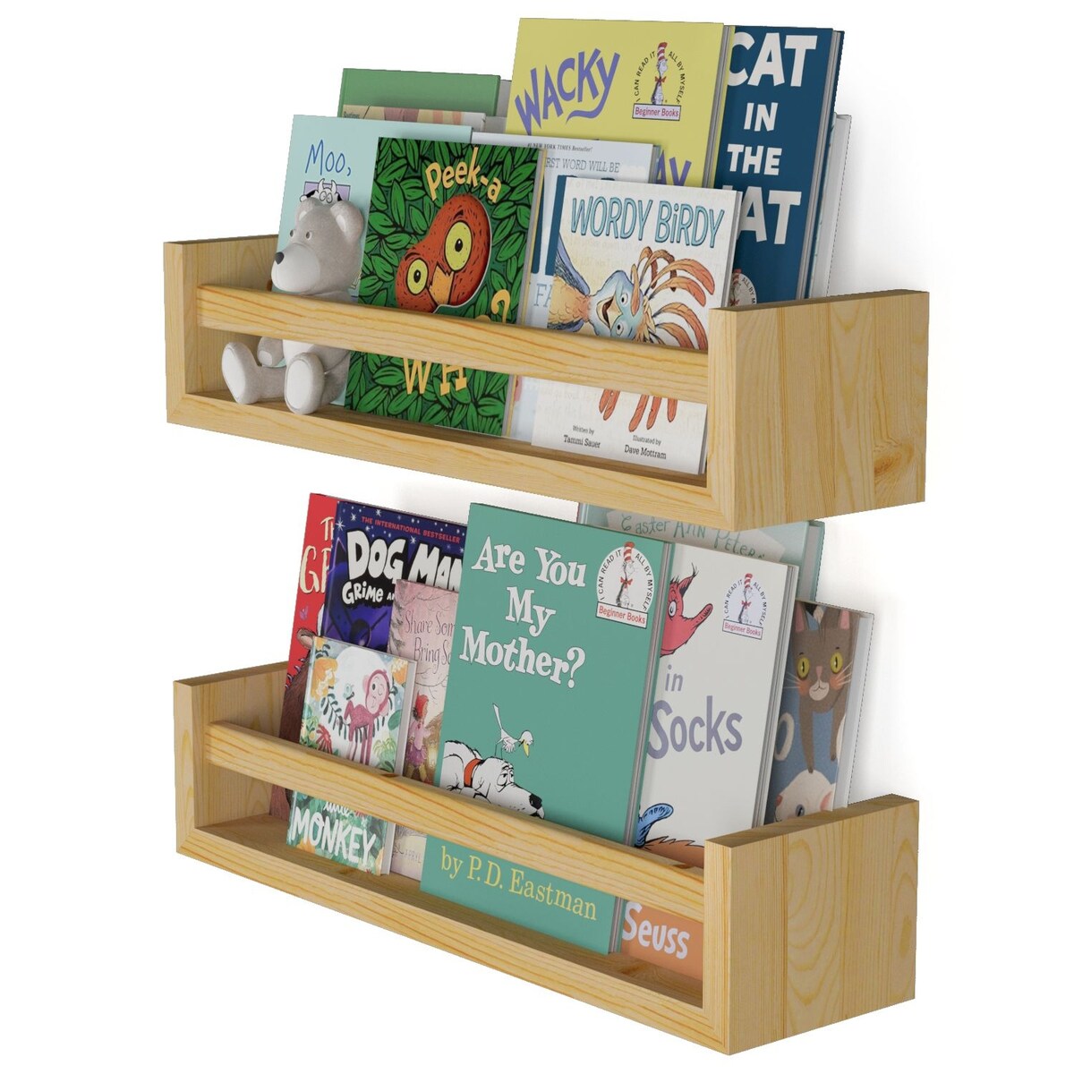 Wallniture Elba Wandregale für Kinder, Aufbewahrung für Spielzeug, Bücherregal aus Holz, 2er-Set – N/A