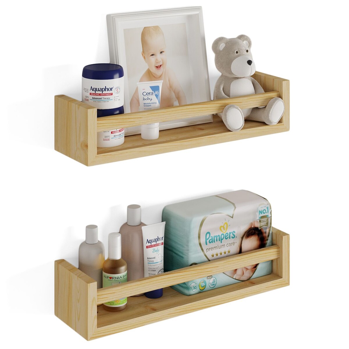 Wallniture Elba Wandregale für Kinder, Aufbewahrung für Spielzeug, Bücherregal aus Holz, 2er-Set – N/A